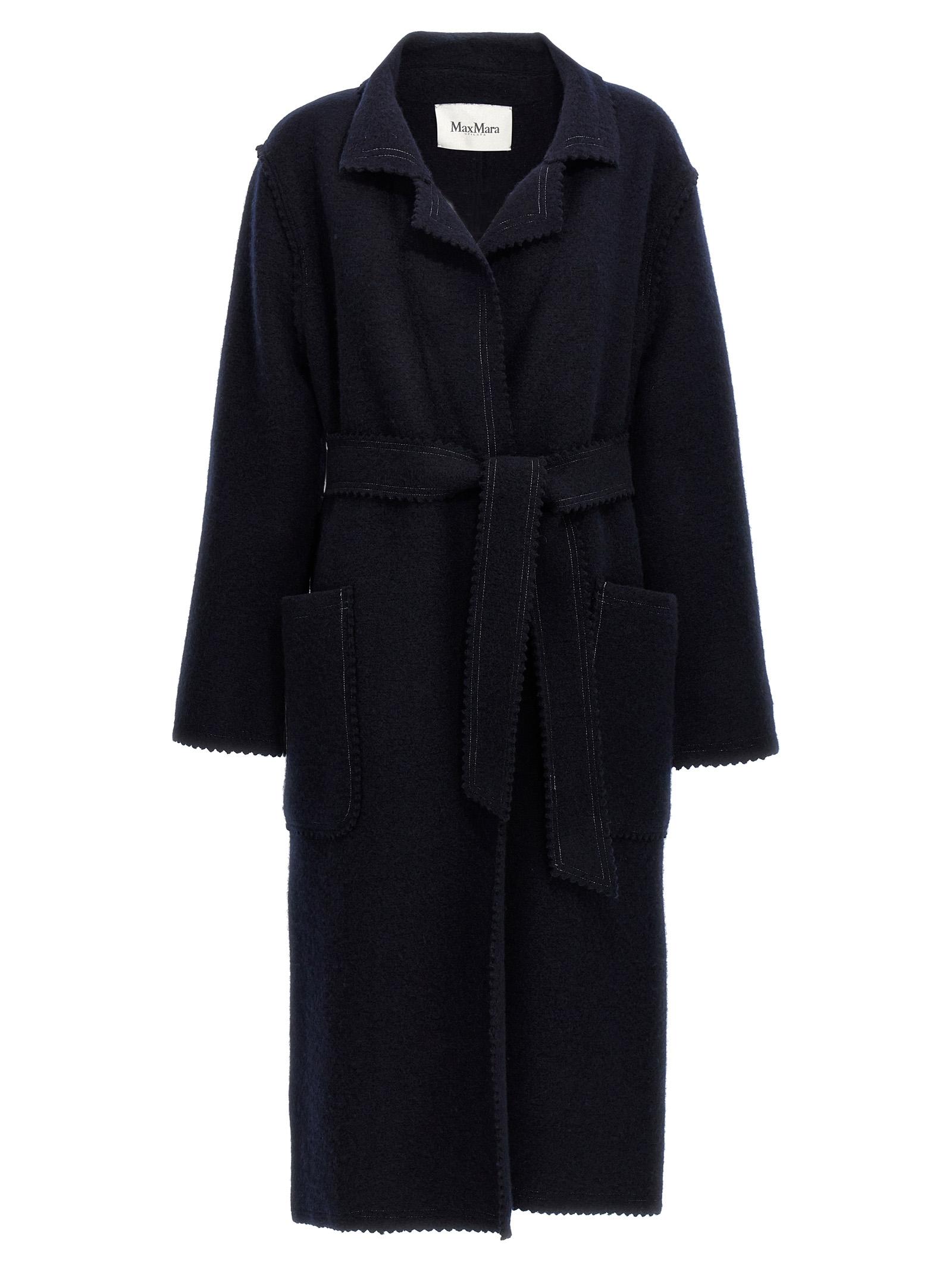 max mara jene coat blue wool cachemire coats, trench - women