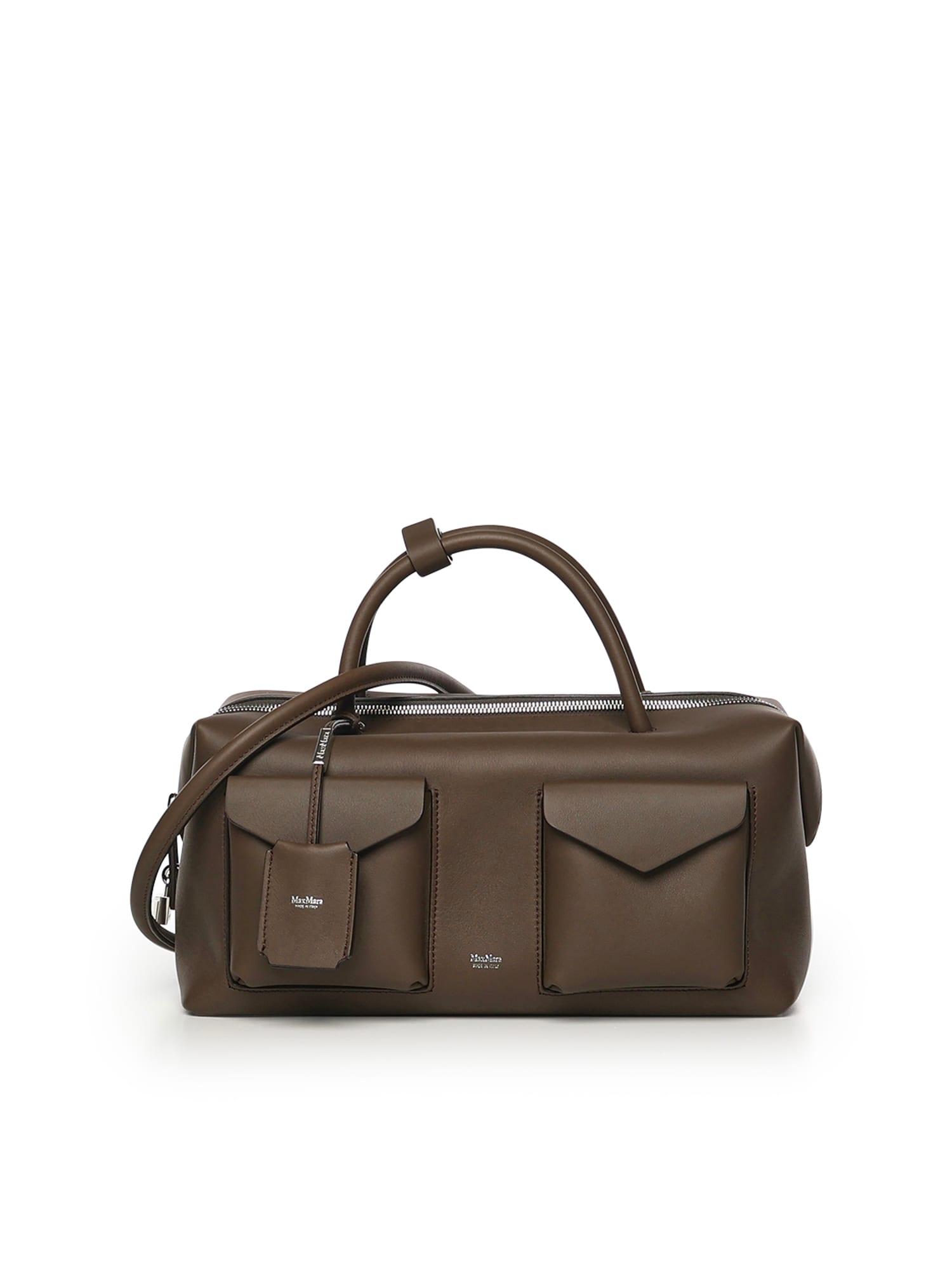 max mara large leather satchel bag with pockets