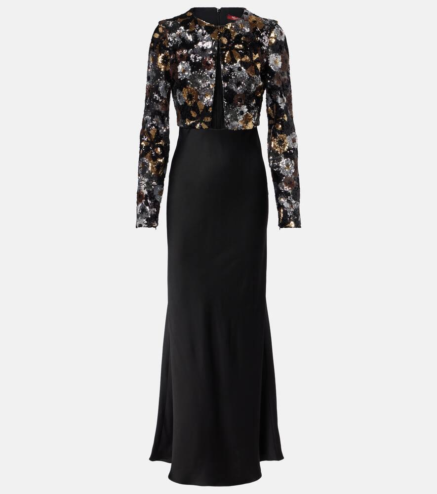 max mara lastra sequined tulle maxi dress
