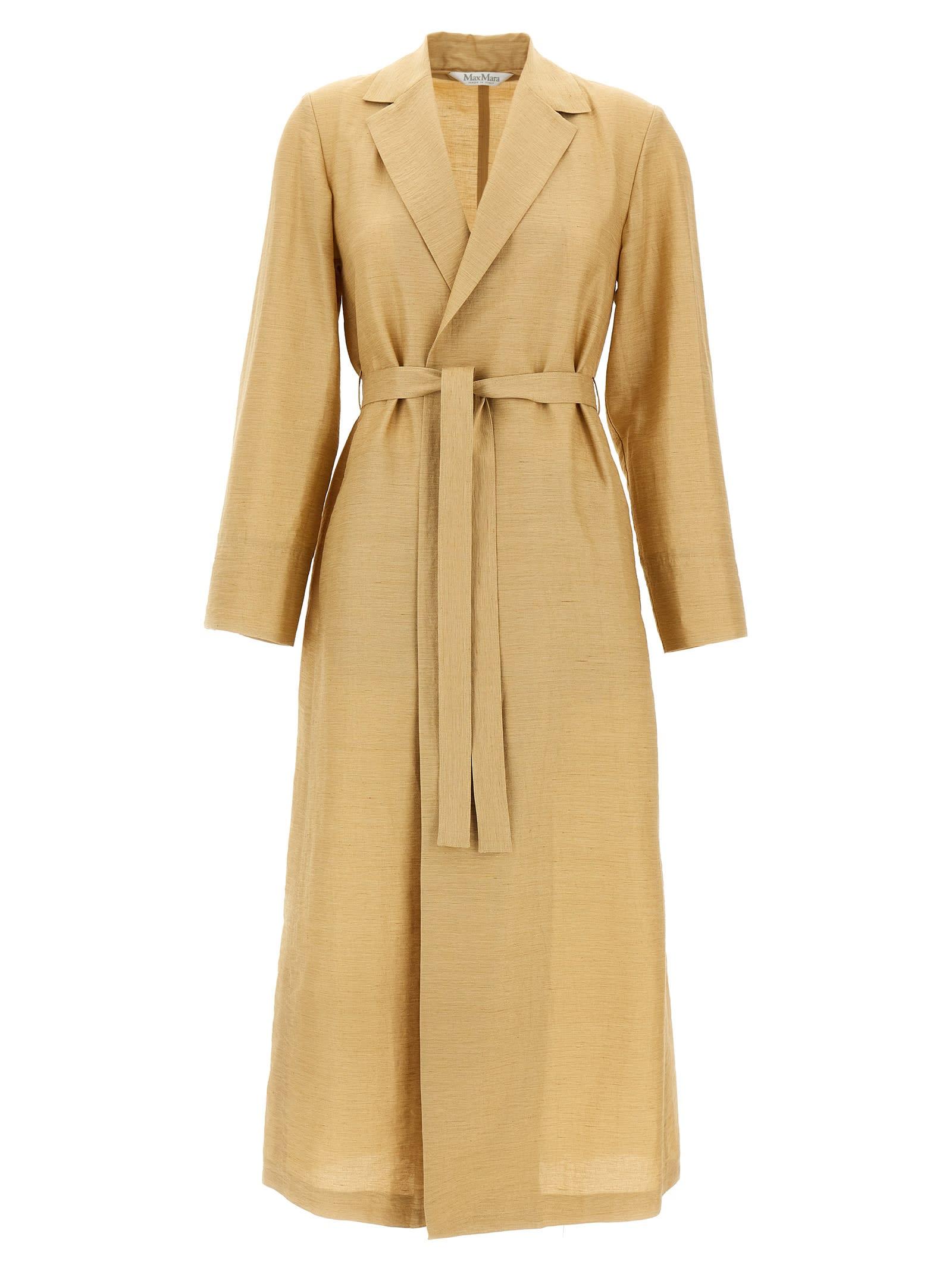 max mara linen and silk canvas overcoat