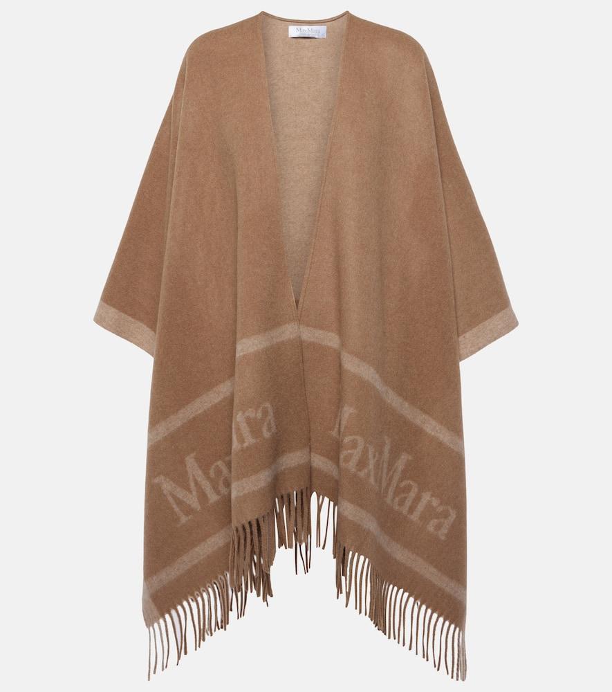max mara logo jacquard wool poncho
