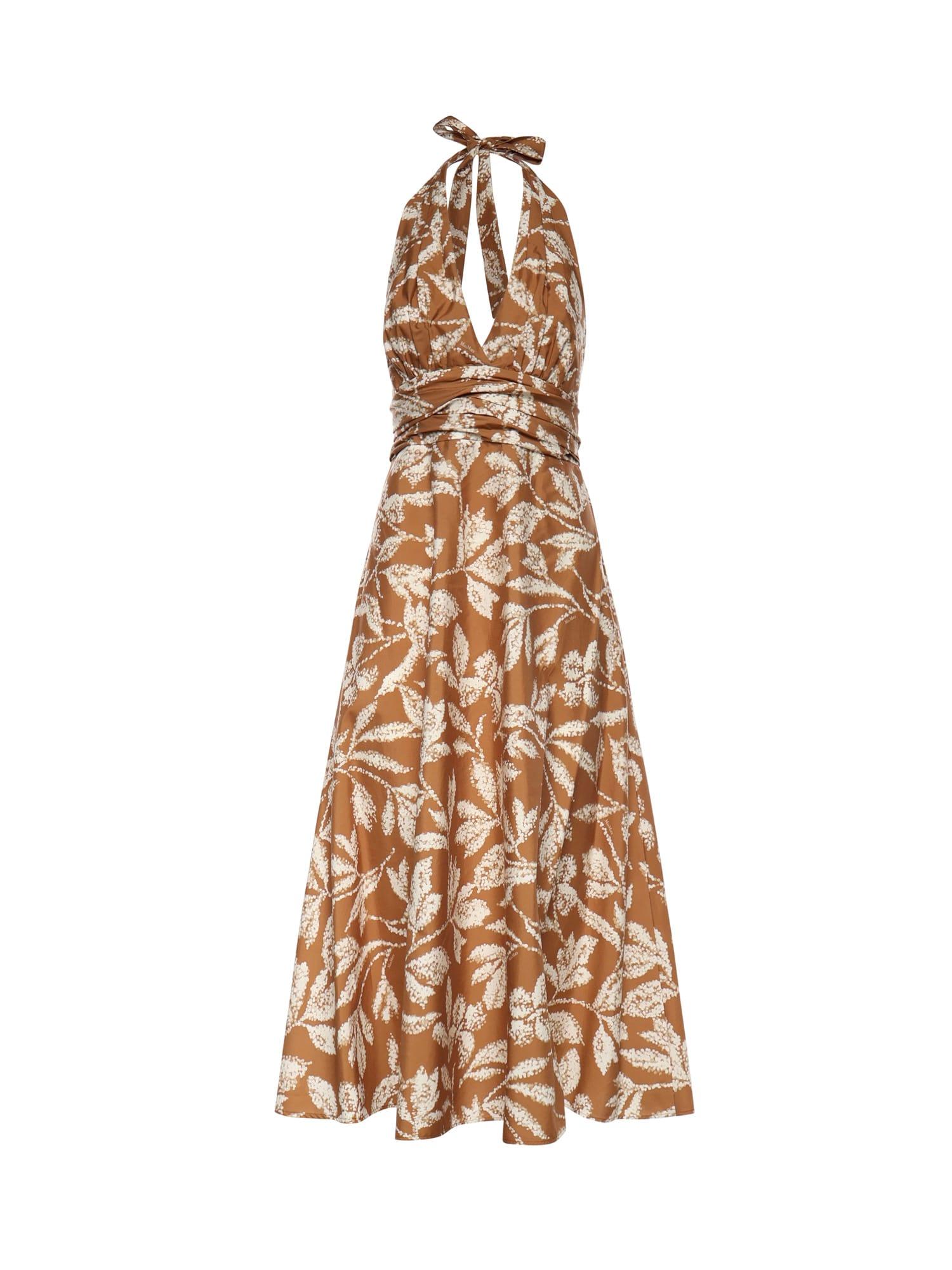 max mara long printed poplin dress