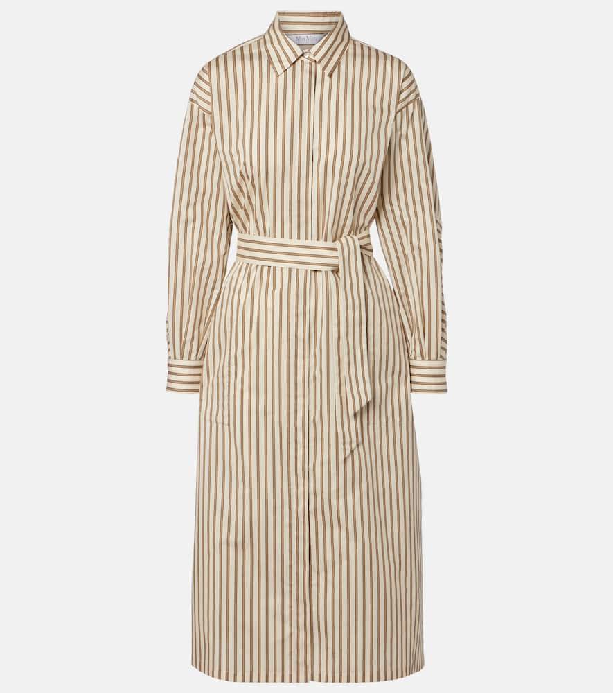 max mara lord striped belted cotton and silk shirt dress