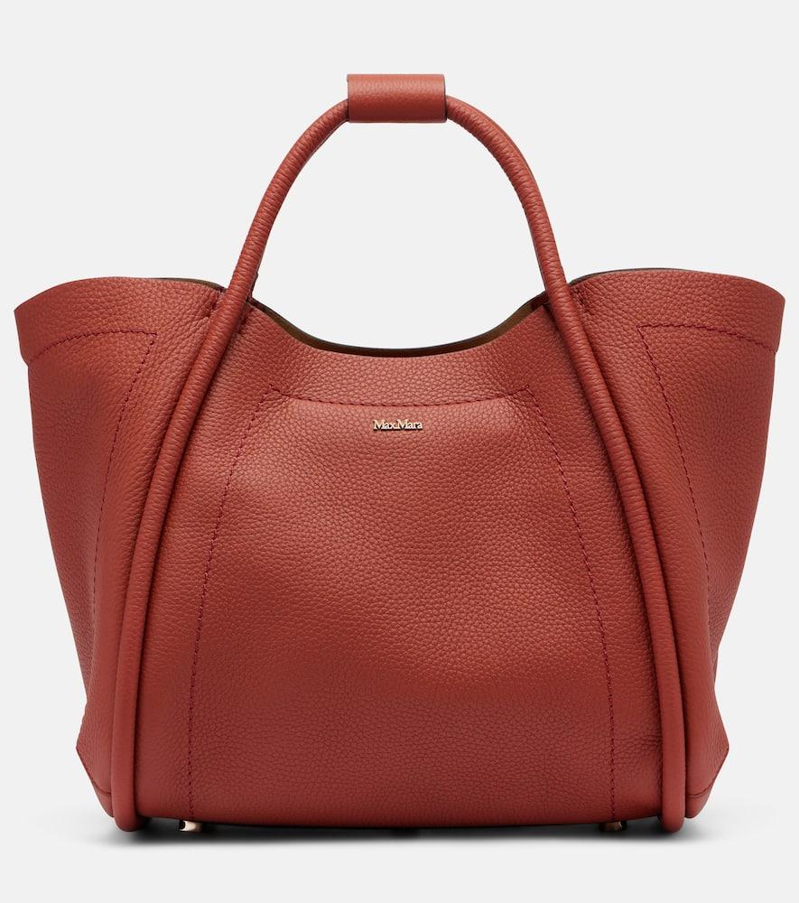 max mara marine small leather tote bag