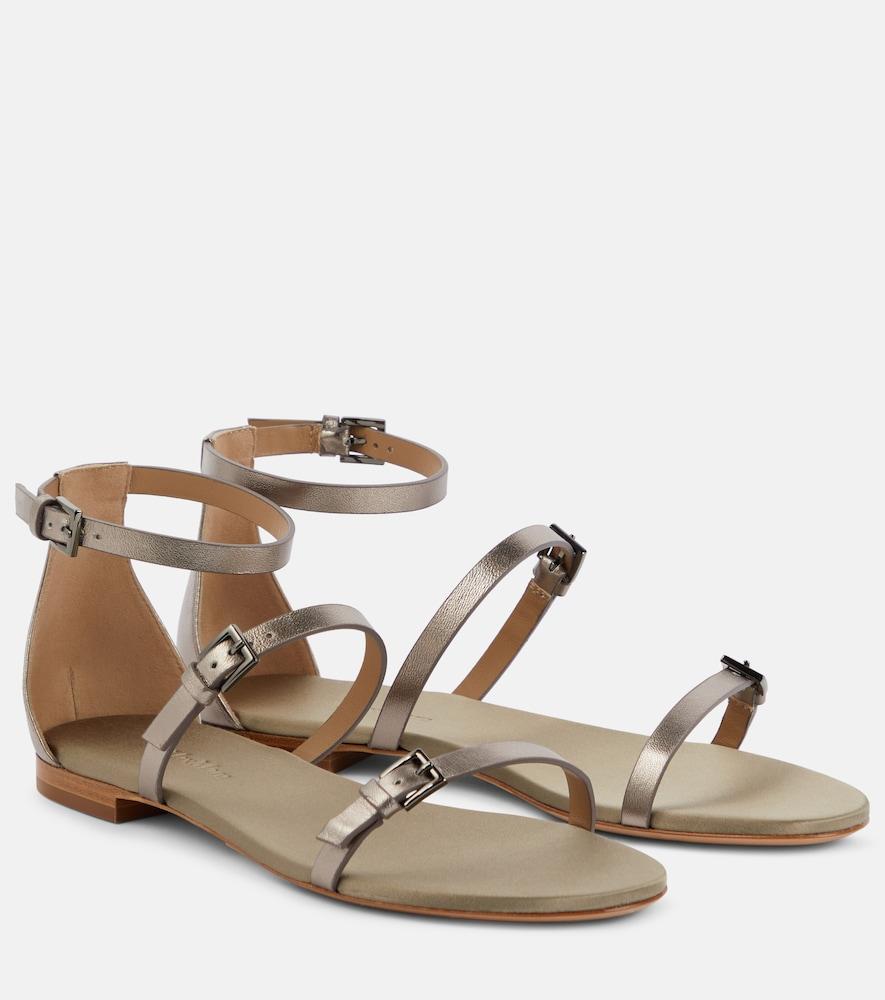 max mara metallic leather sandals
