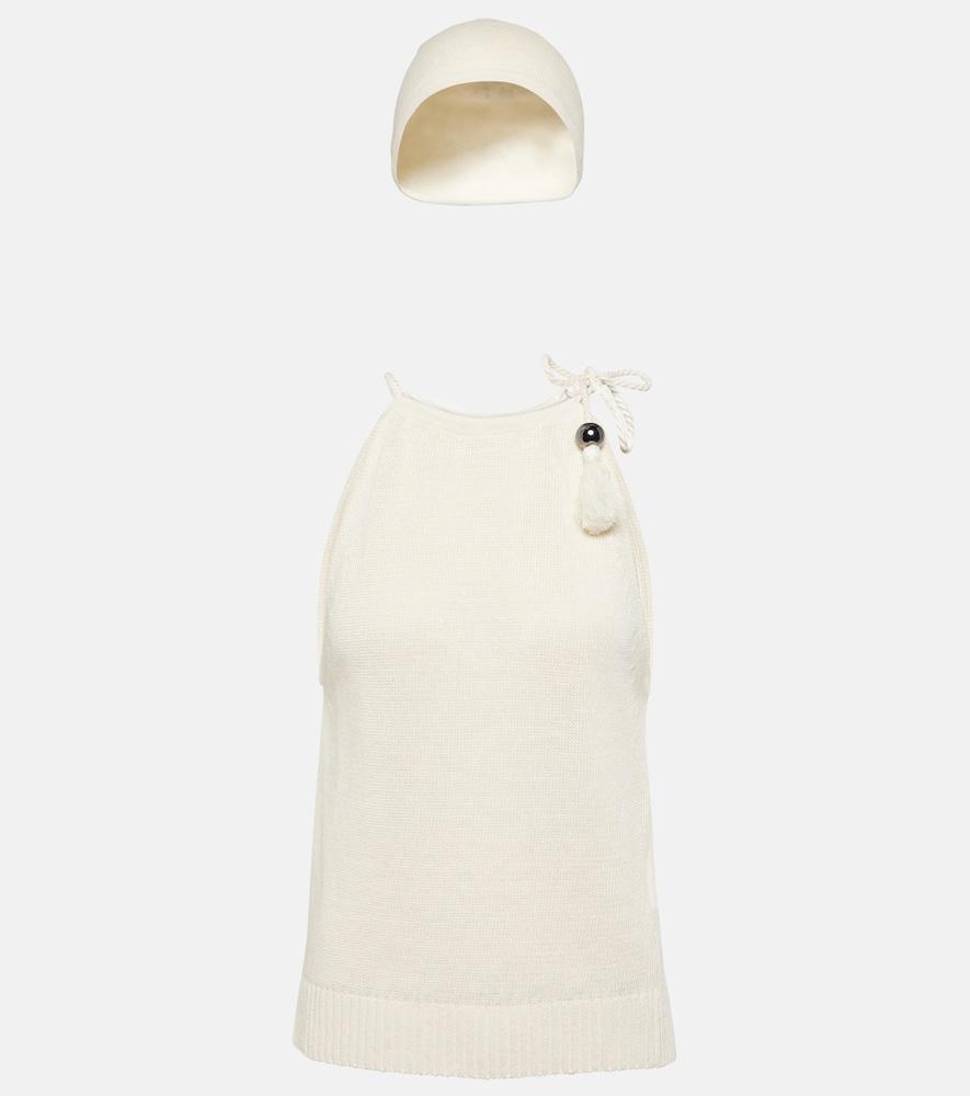max mara moriana halterneck linen top and hat set