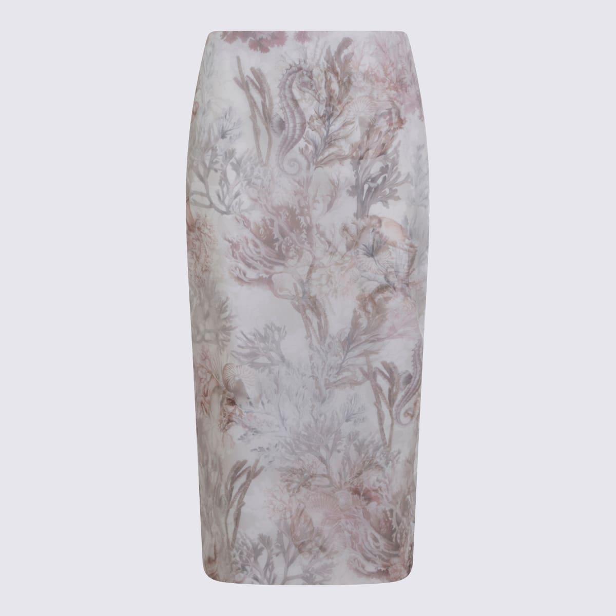 max mara multicolor silk midi skirt