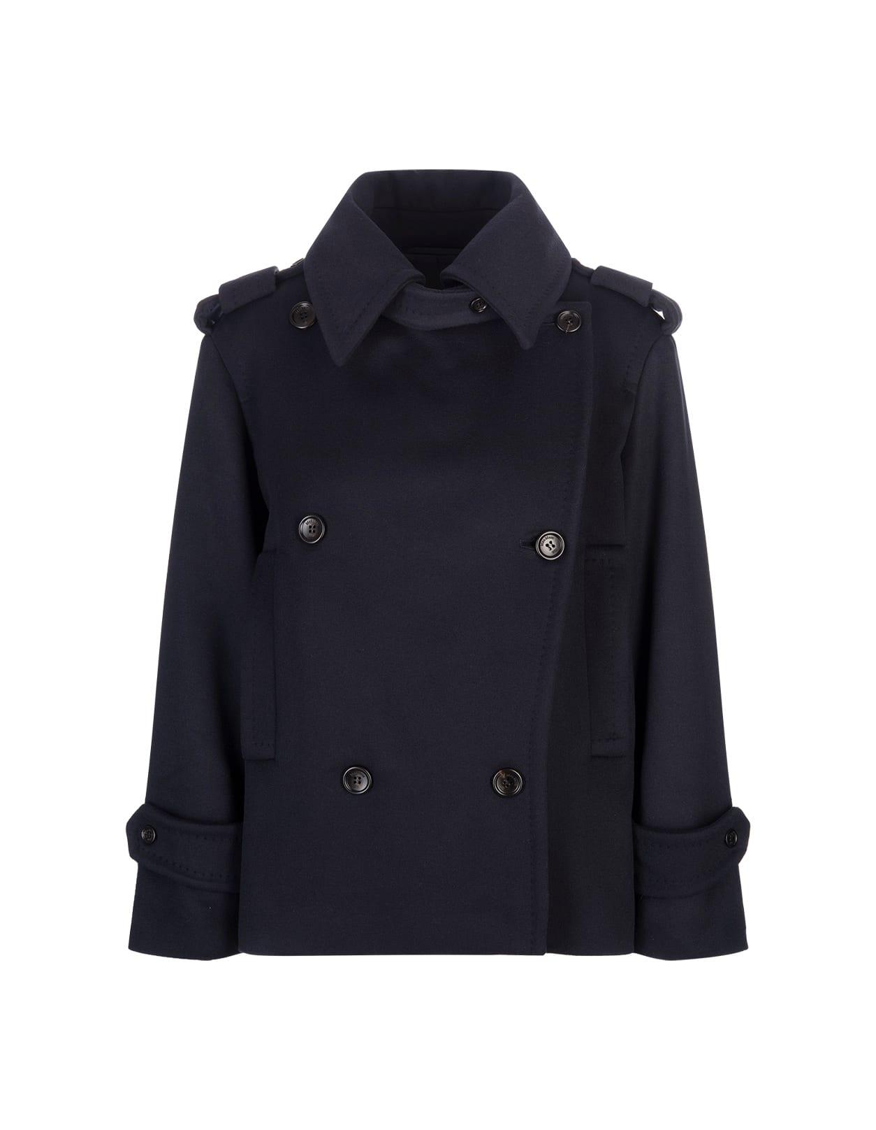 max mara navy blue laveno short coat