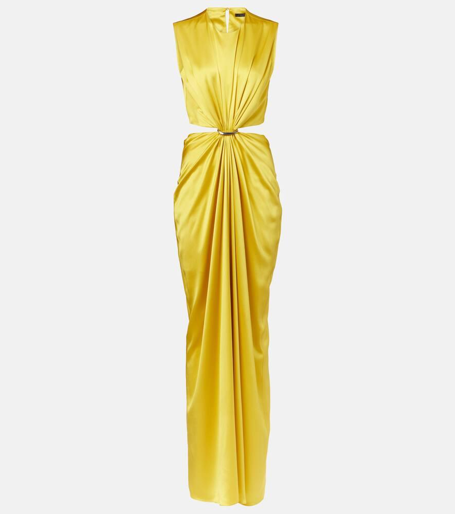 max mara panaro draped cutout silk maxi dress