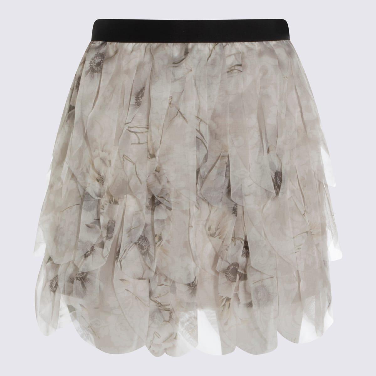 max mara pearl grey silk skirt