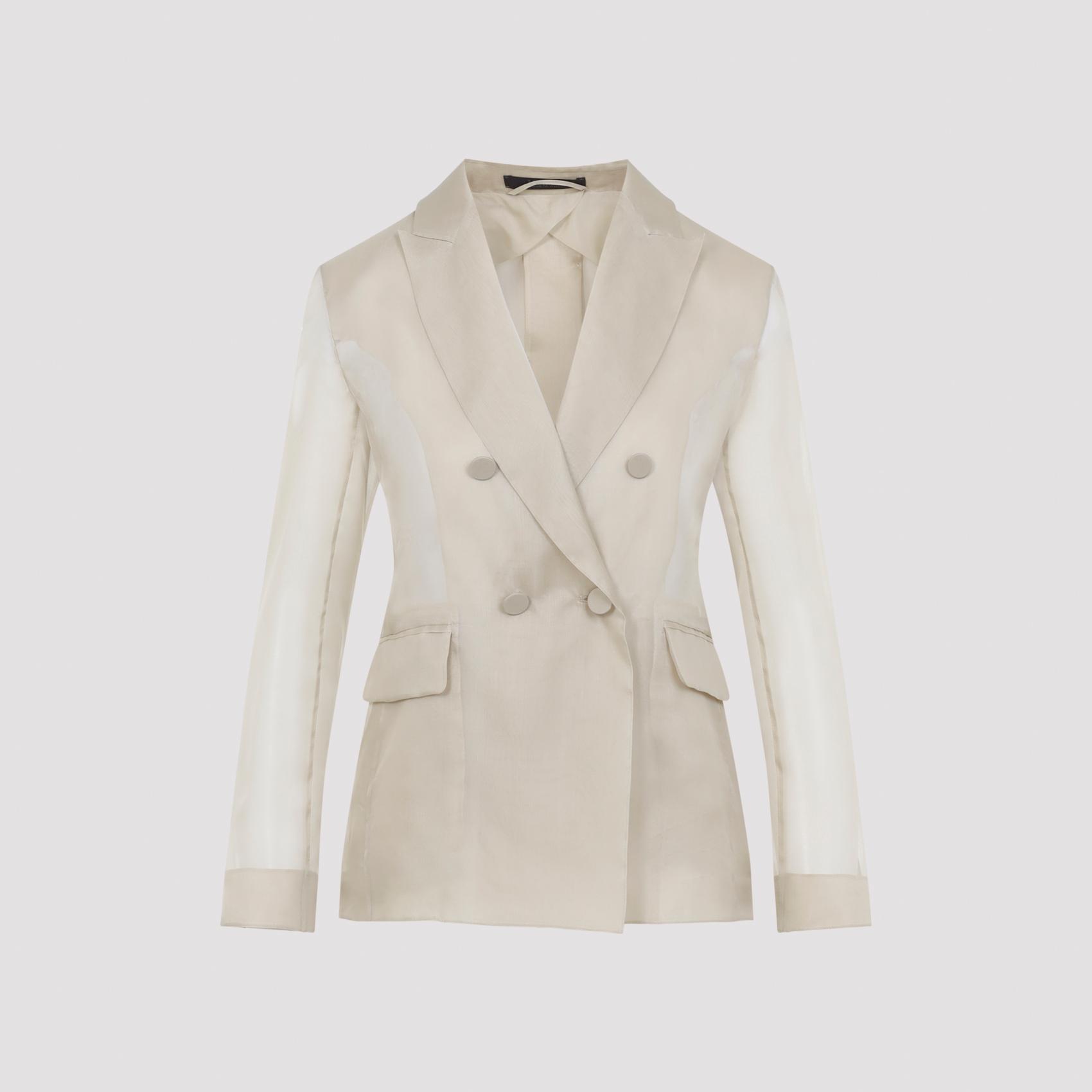 max mara pianoforte slogan organza jacket nude & neutrals silk - women