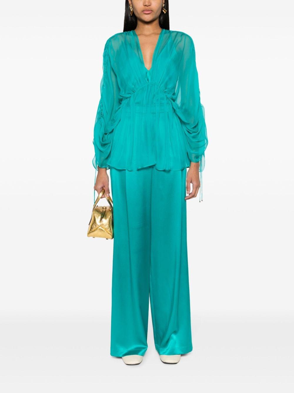 max mara pianoforte trousers green silk - women
