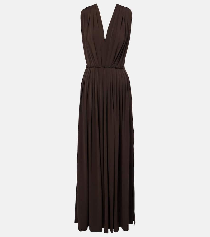 max mara pleated gathered maxi dress