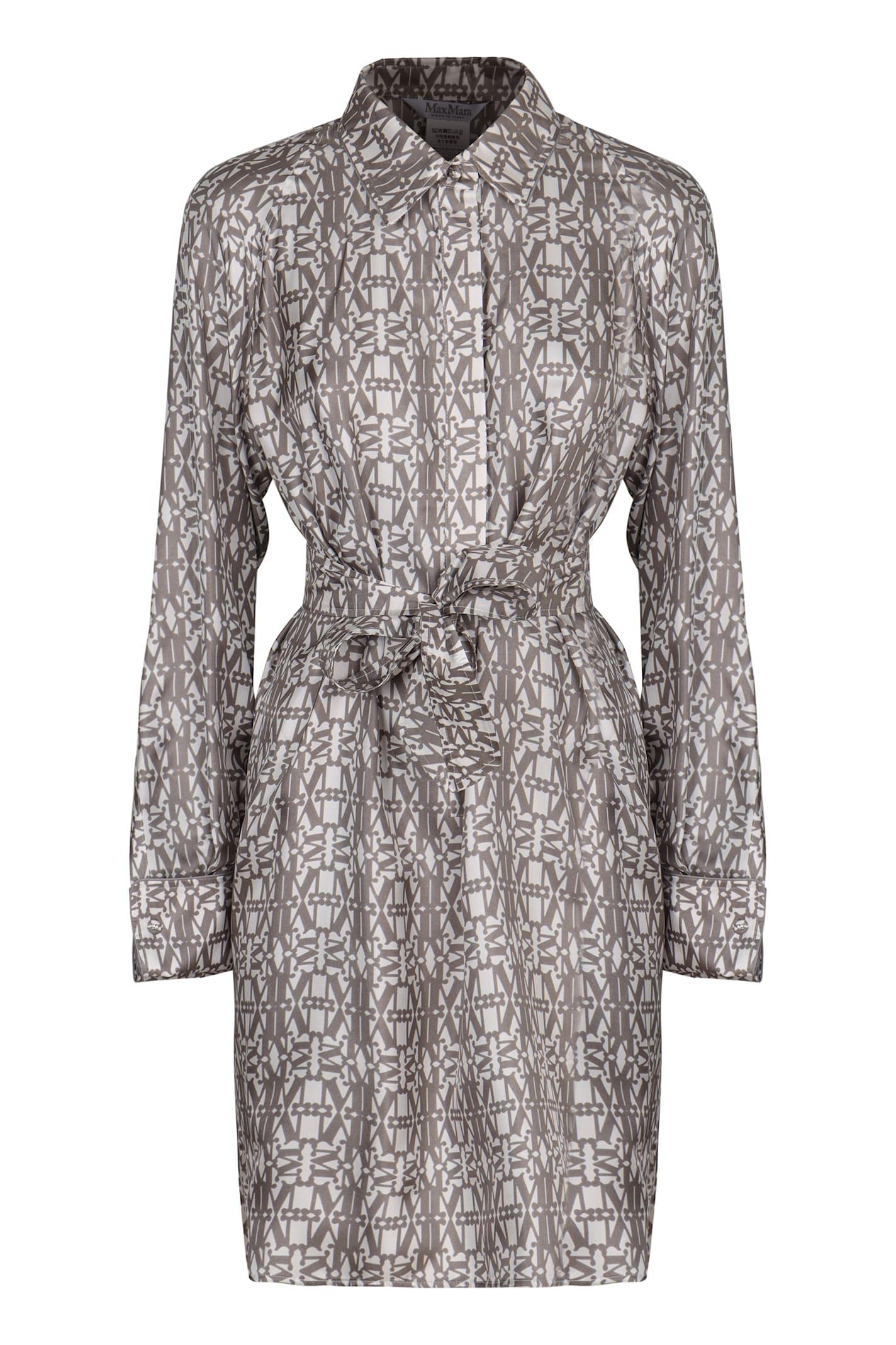 max mara printed silk chemisier dress