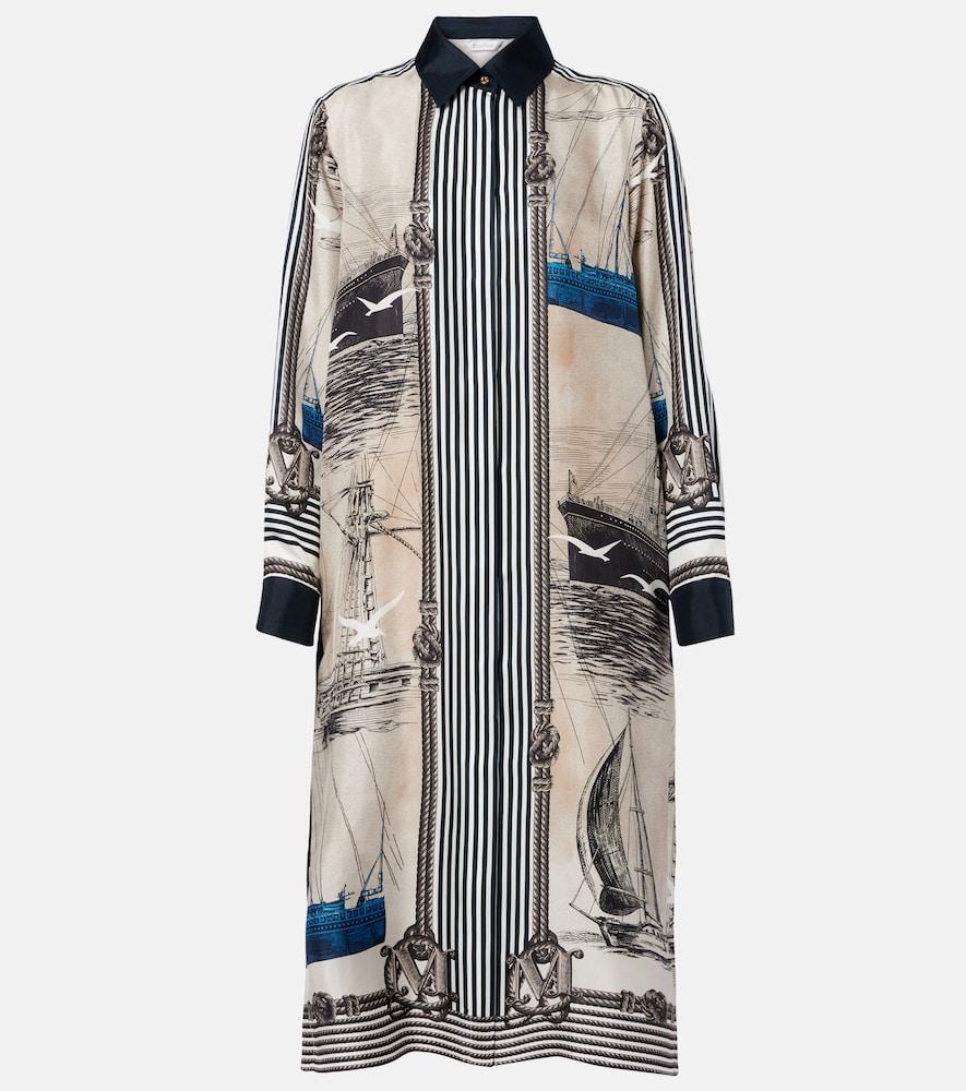 max mara printed silk twill shirt dress