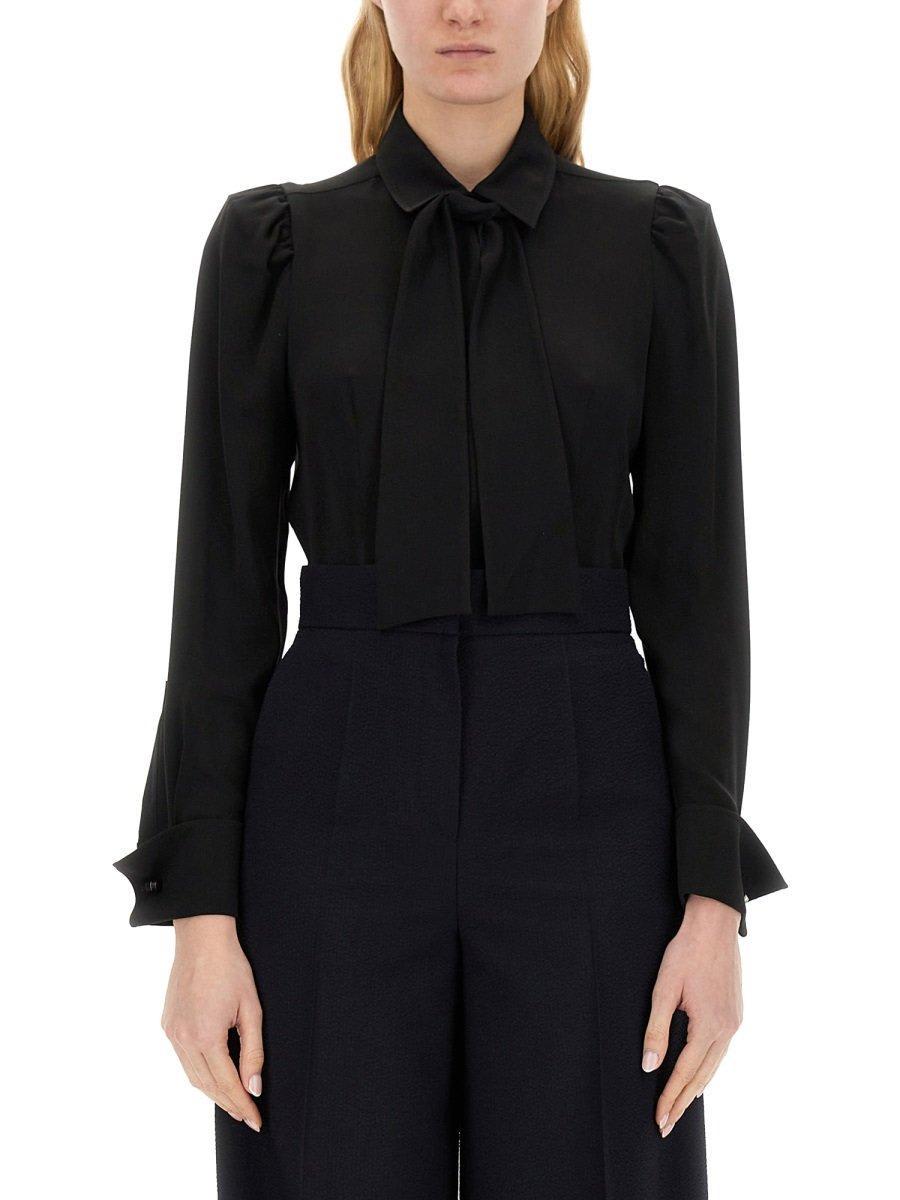 max mara pussy-bow long-sleeved shirt
