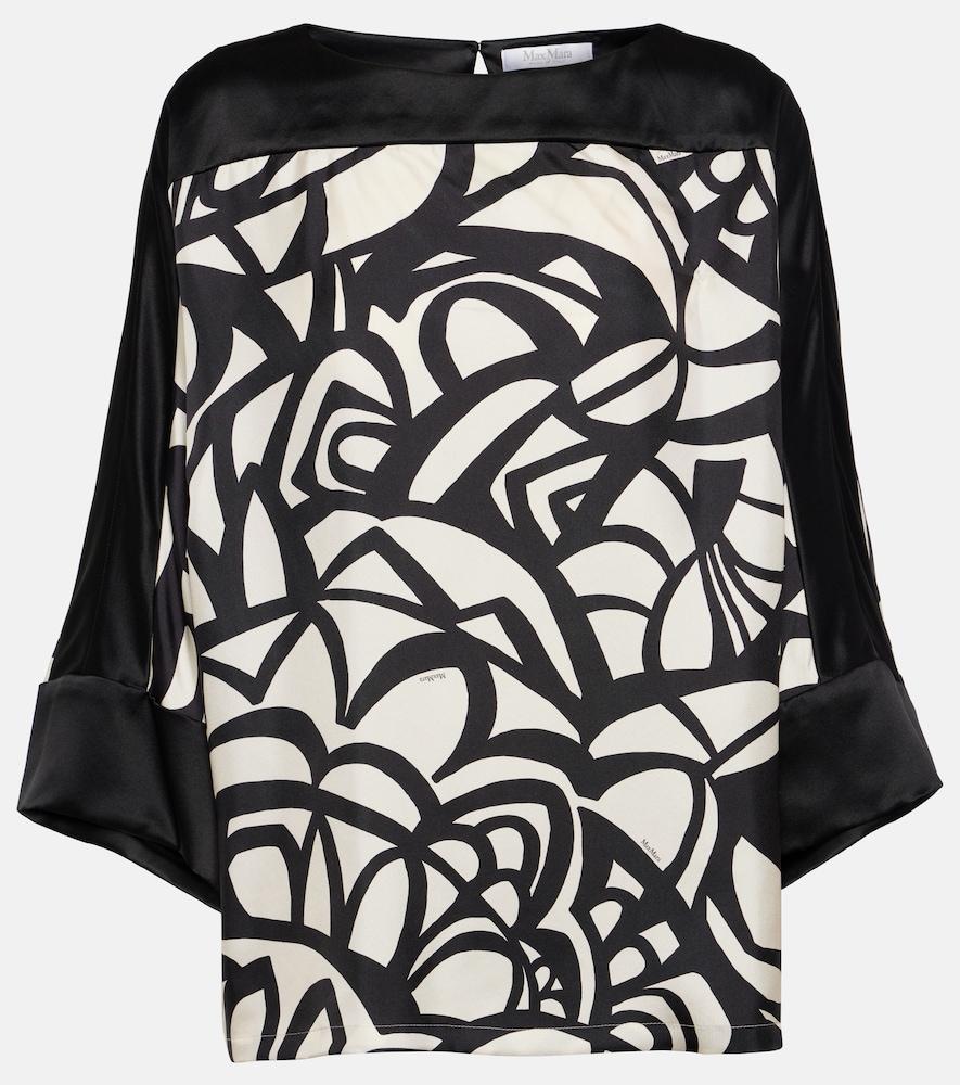 max mara quaglia printed silk satin top