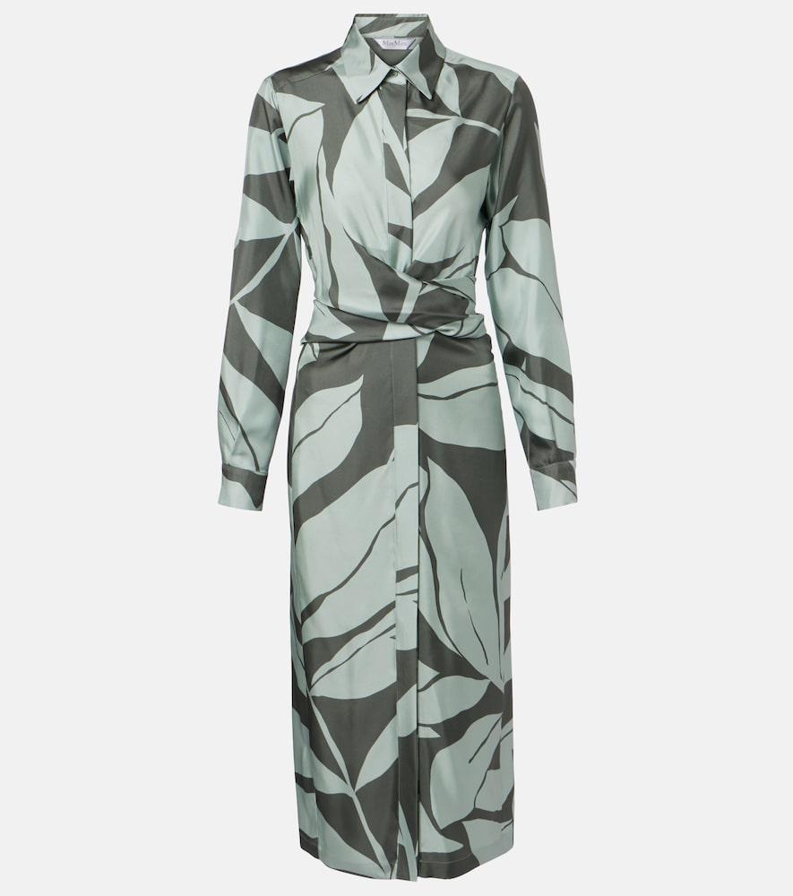 max mara robinia printed silk shirt dress