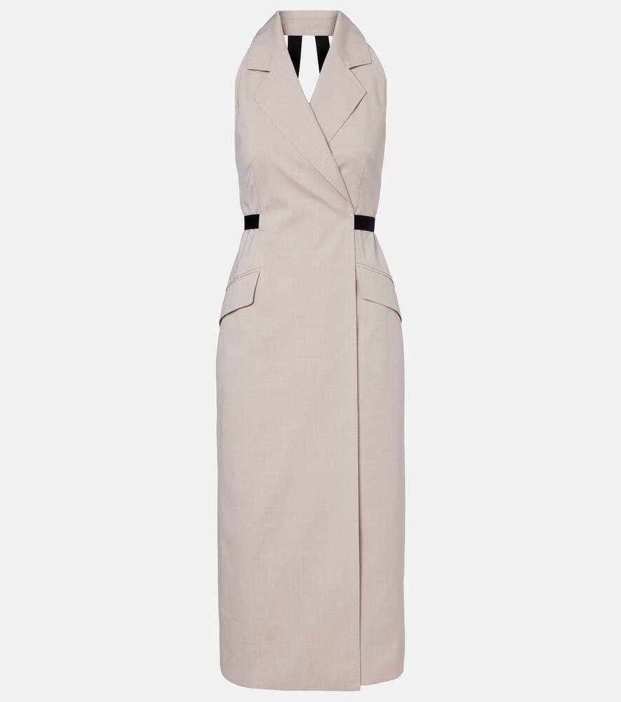 max mara scime cotton and wool canvas midi dress