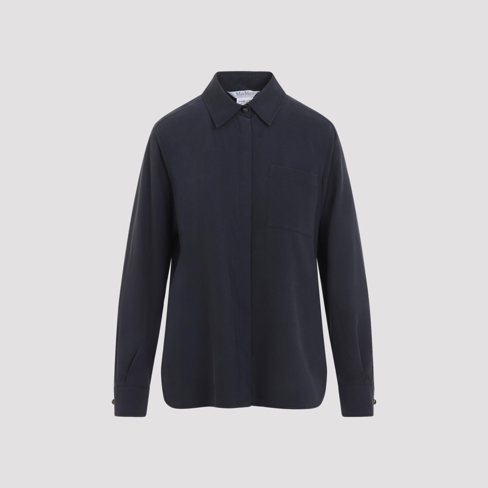 max mara siamese washed silk shirt black - women