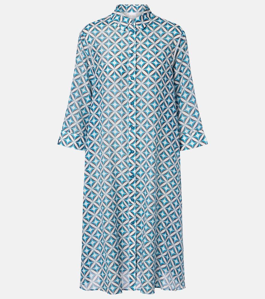 max mara steppa printed cotton and silk midi dress