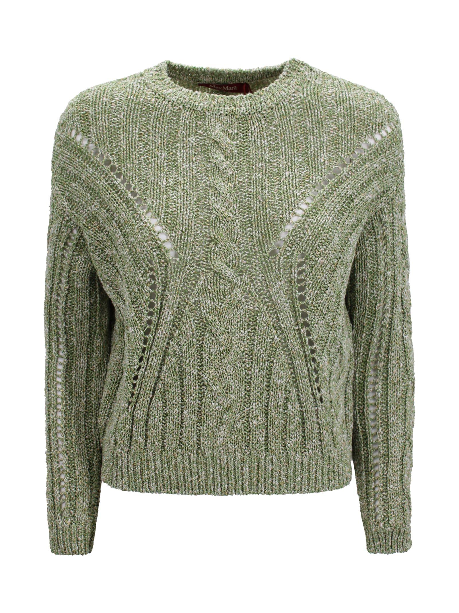 max mara studio boxy cropped sweater in alpaca blend with metallic fibers