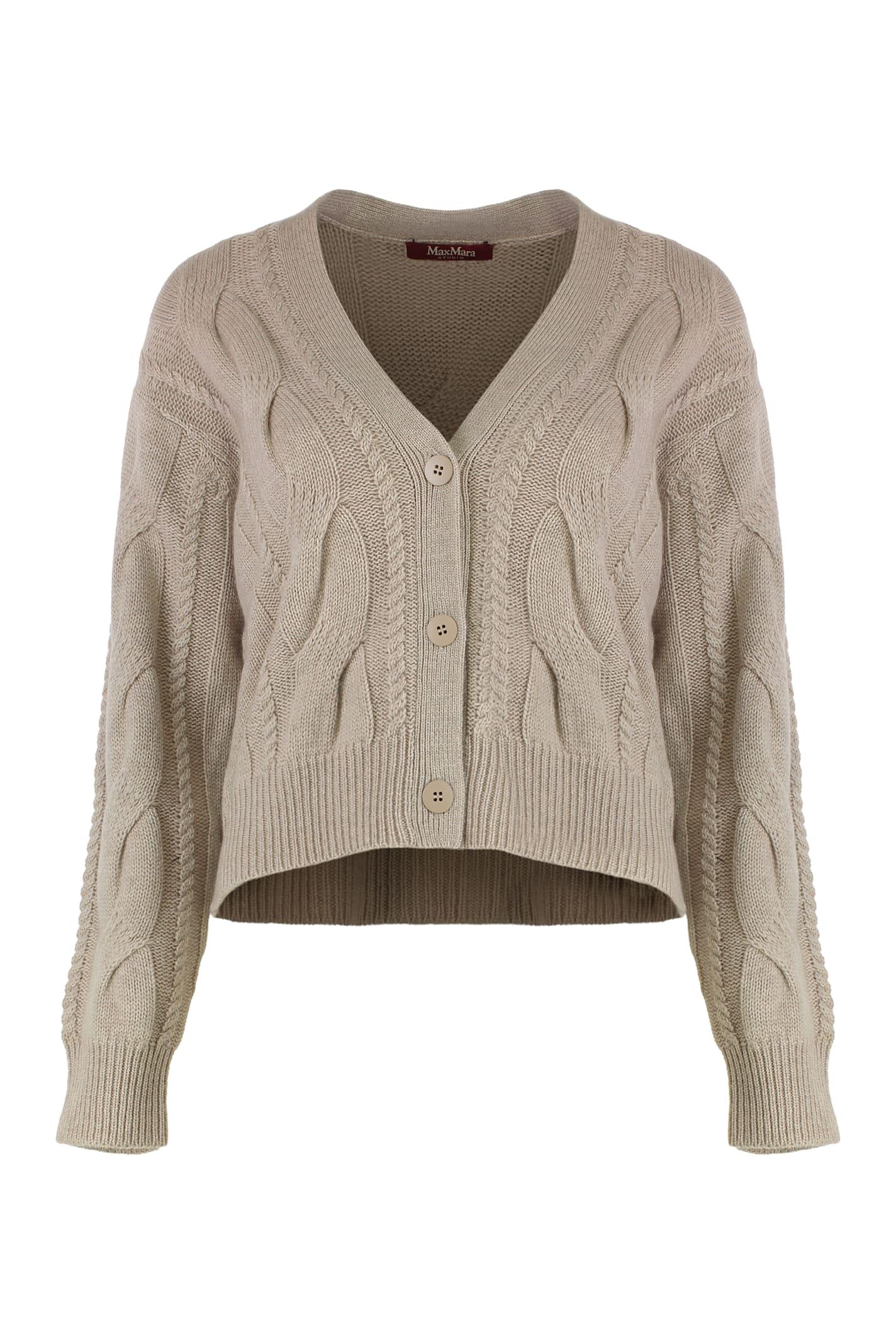 max mara studio cardigan in wool and cashmere with braids