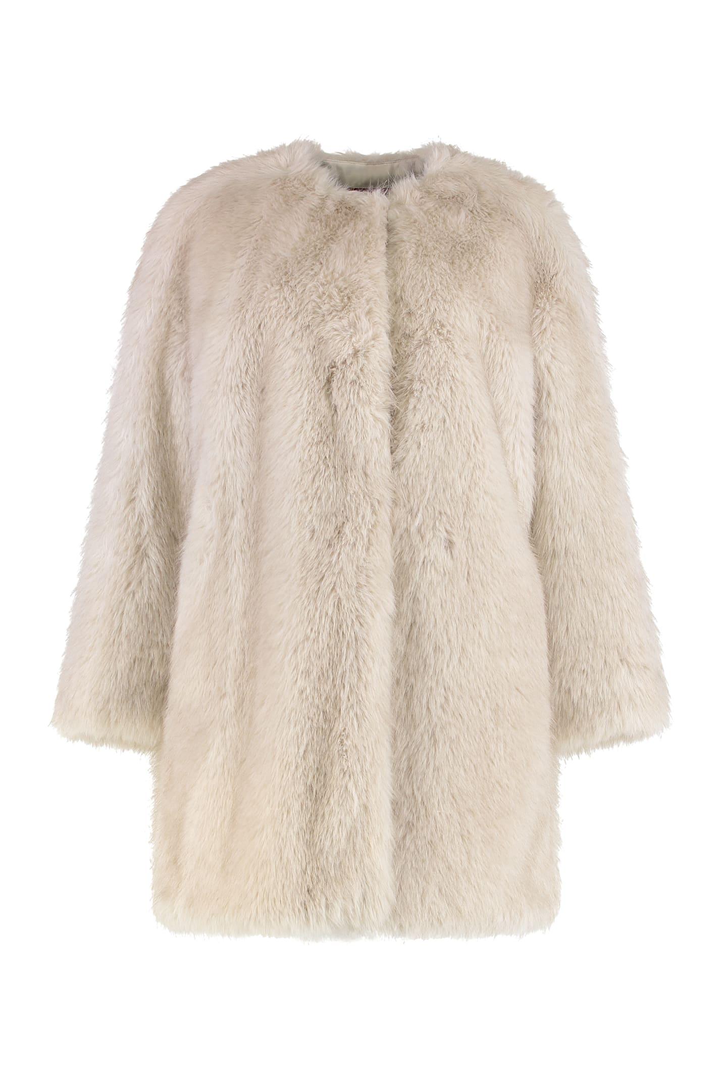 max mara studio coat in faux fur