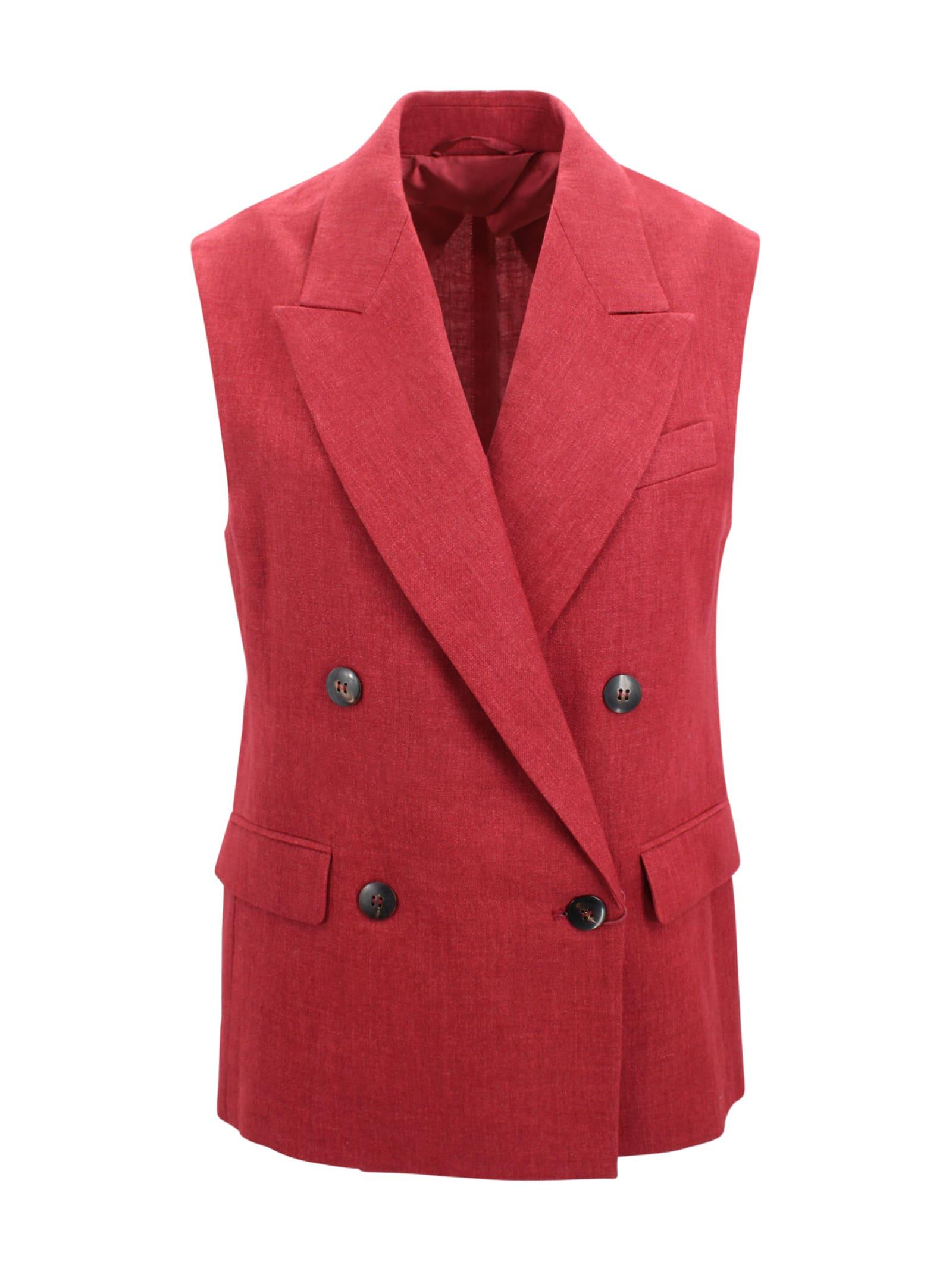 max mara studio double-breasted linen waistcoat