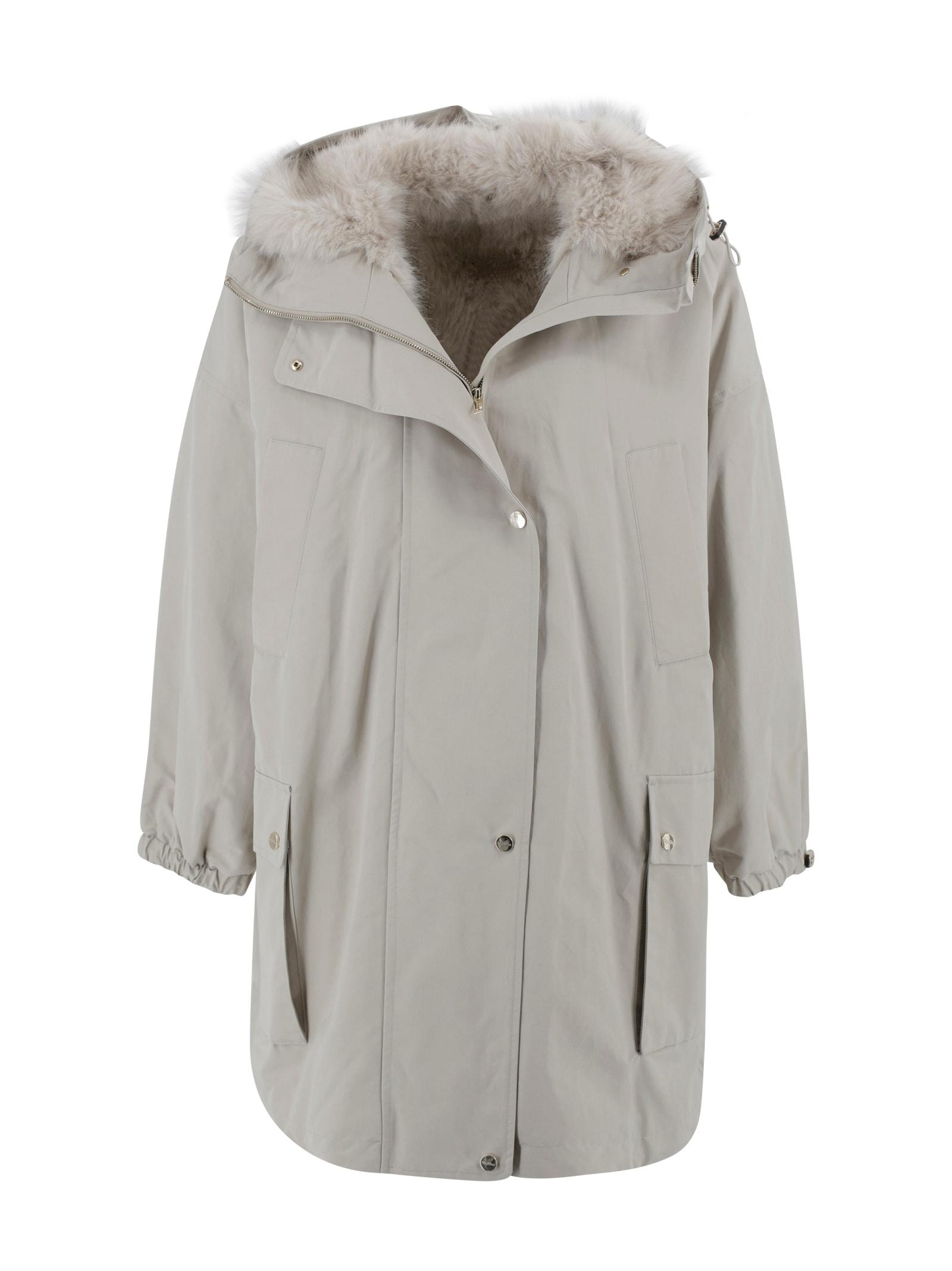 max mara studio faux fur parka