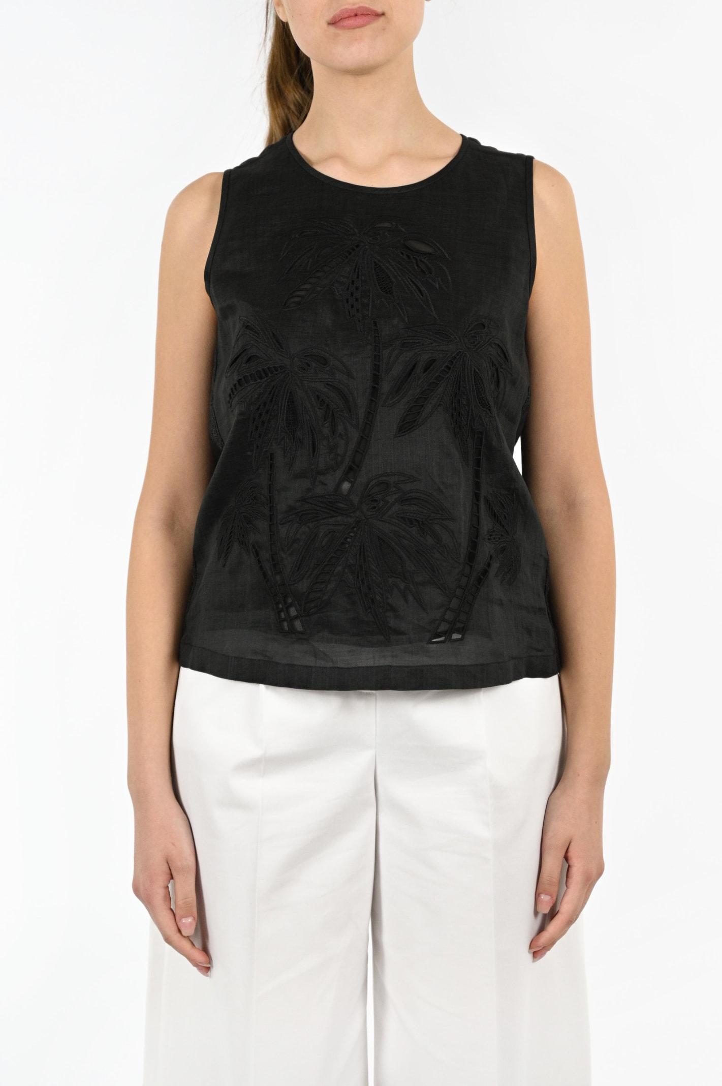 max mara studio giostra embroidered top