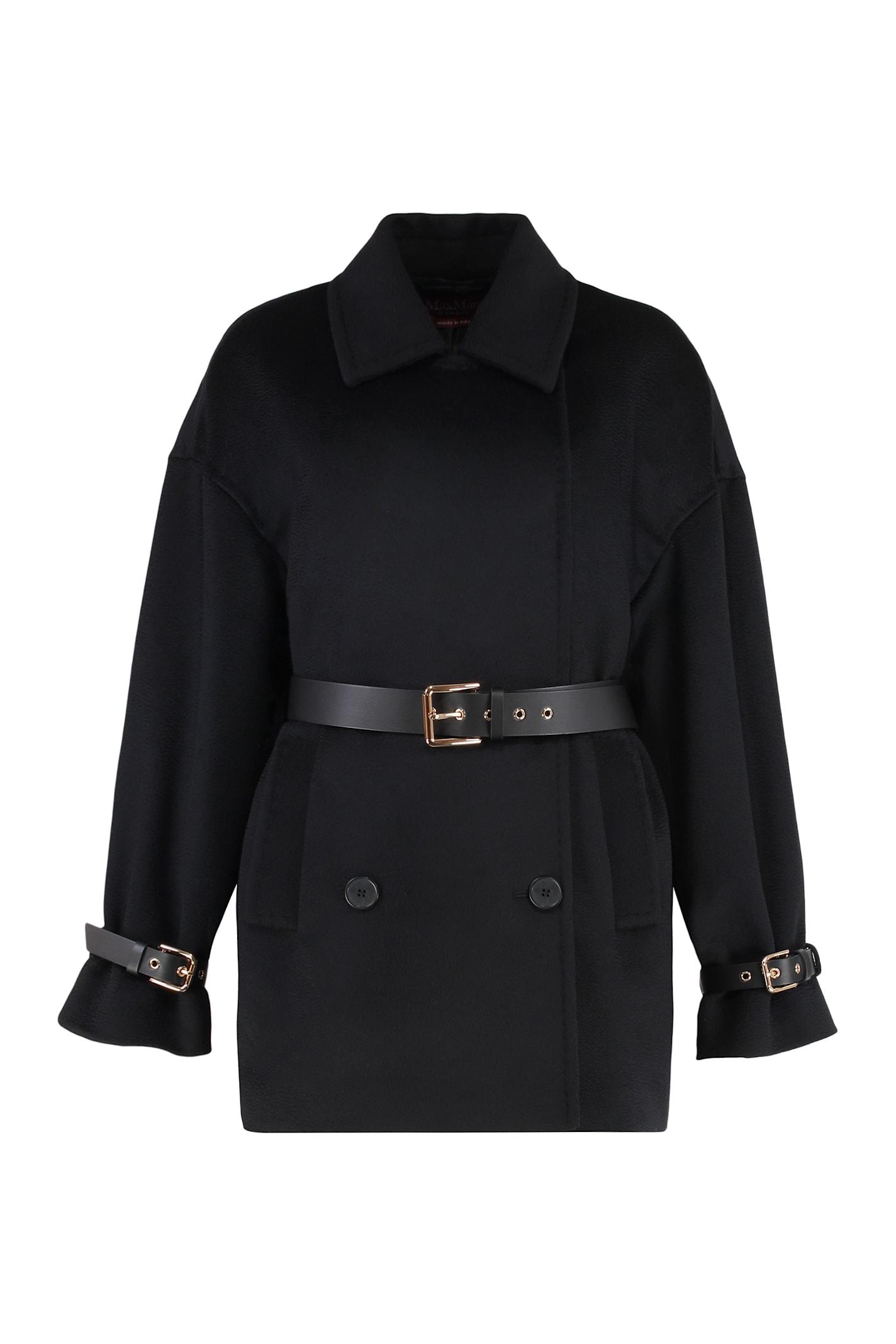 max mara studio pausa double-breasted virgin wool coat