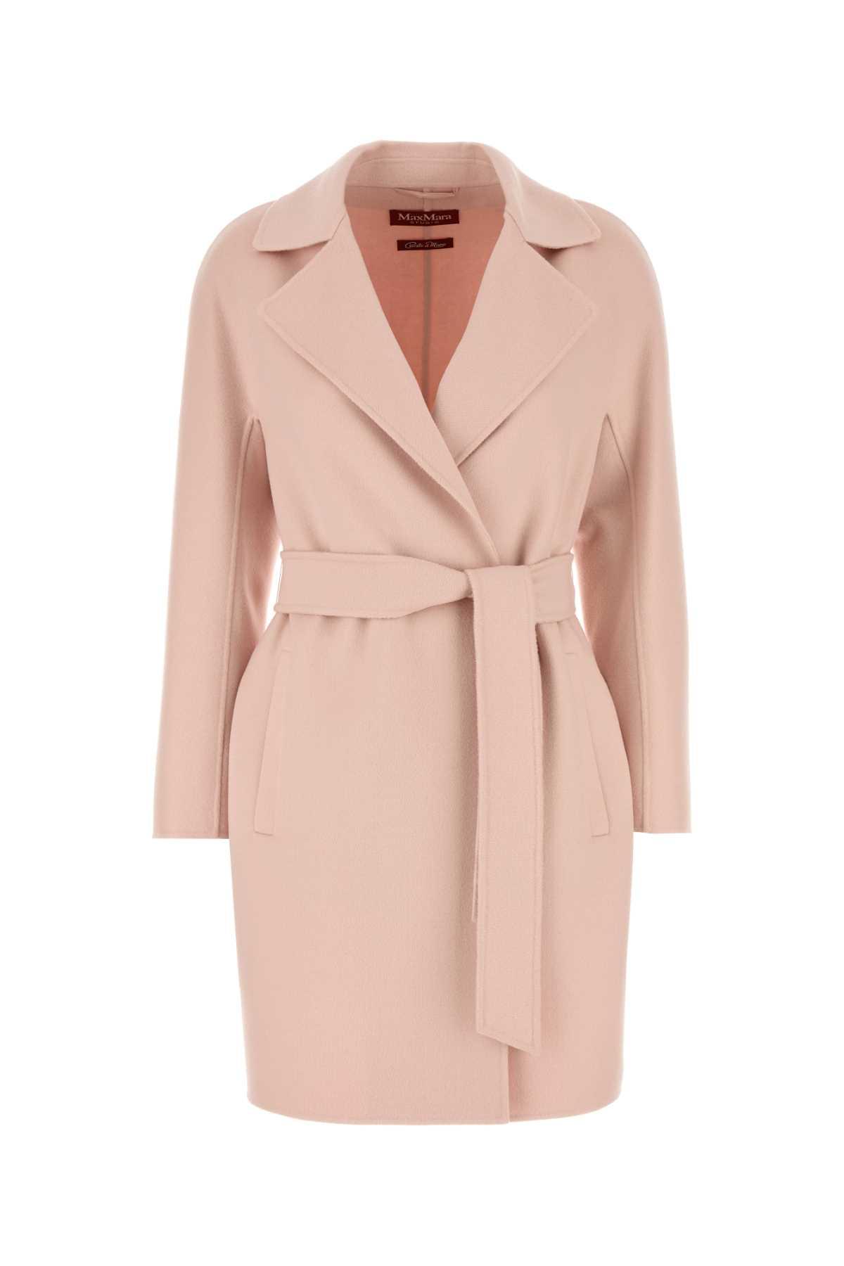 max mara studio pink wool blend ajaccio coat
