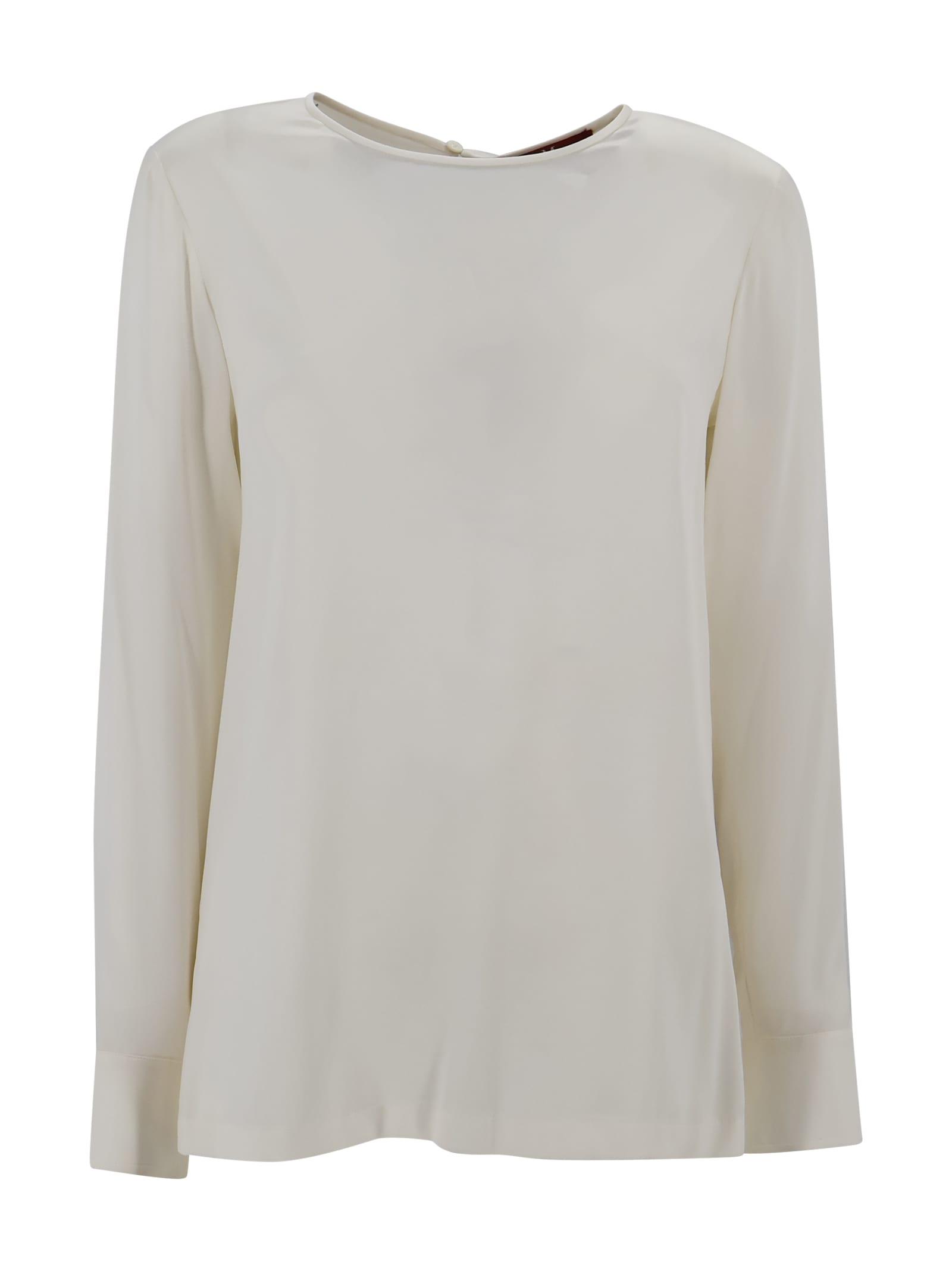 max mara studio silk satin shirt with round neck.