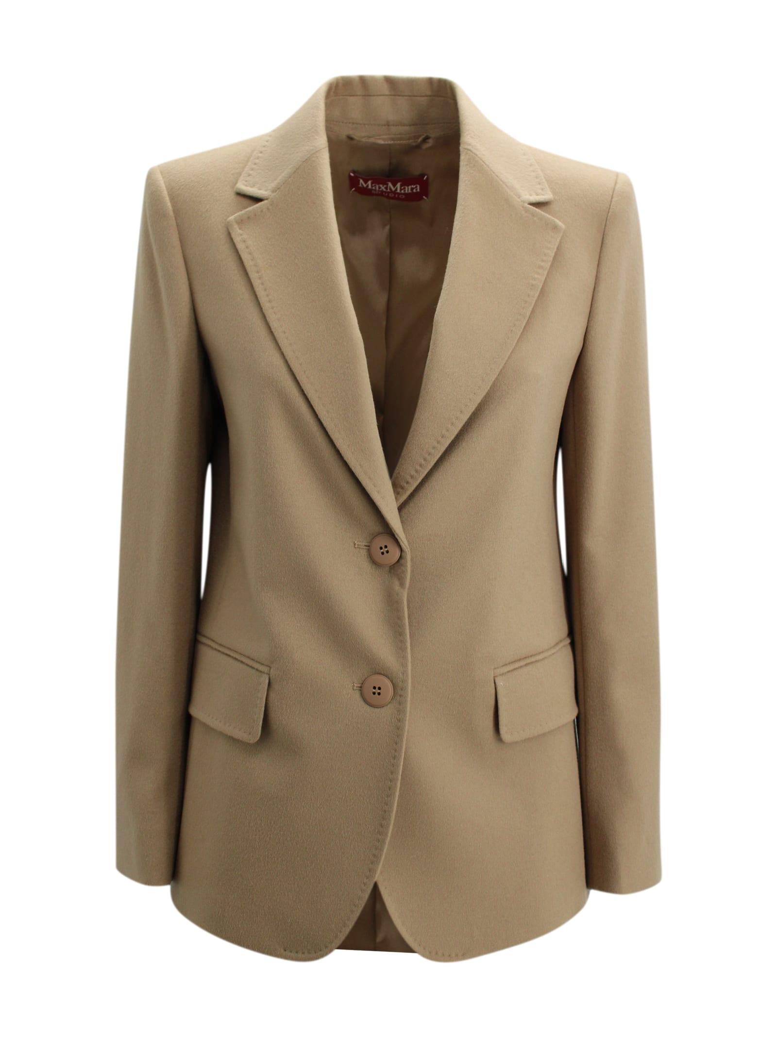 max mara studio single-breasted blazer in wool drape