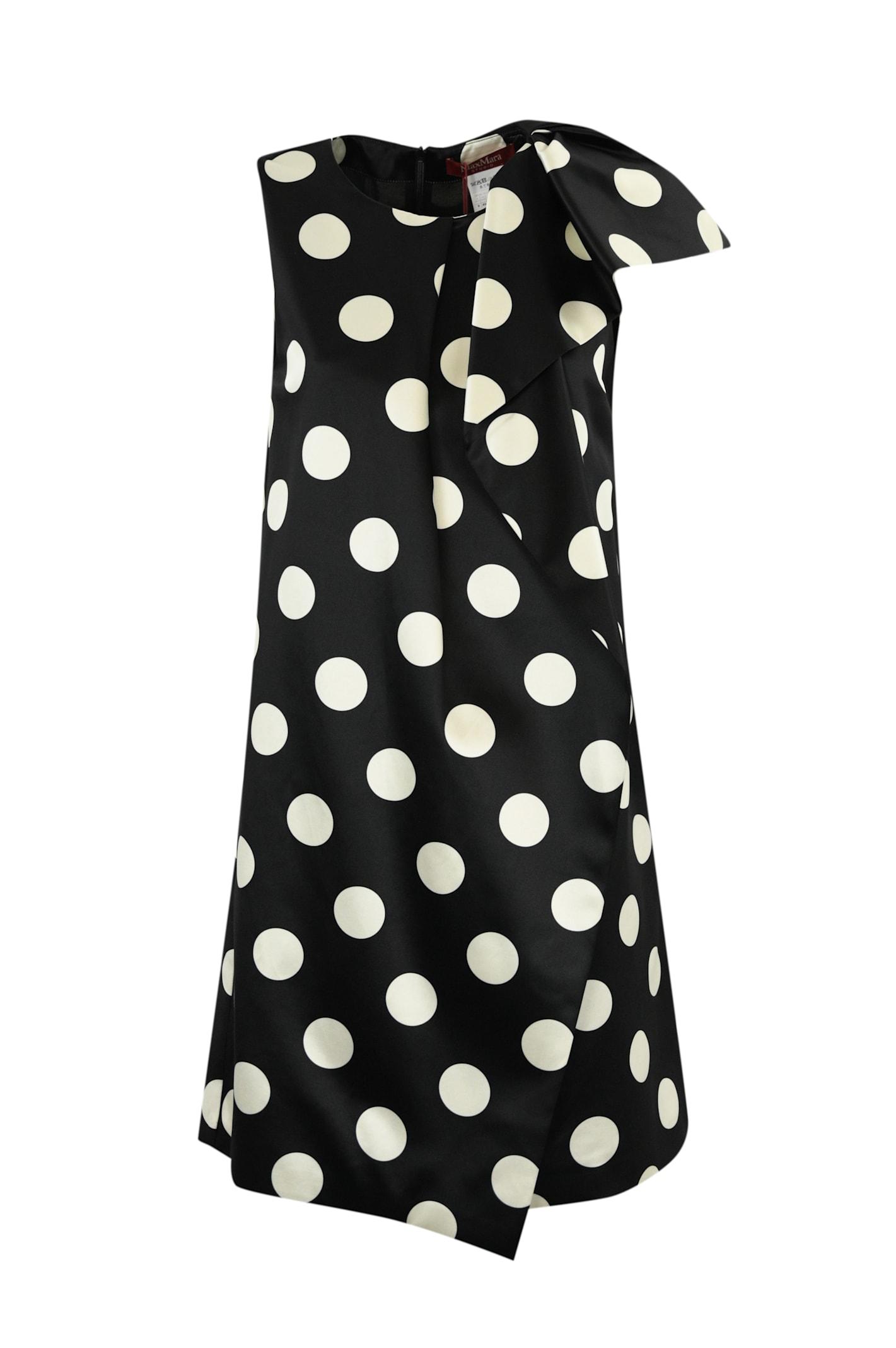 max mara studio tactical dress in polka dot cotton duchess