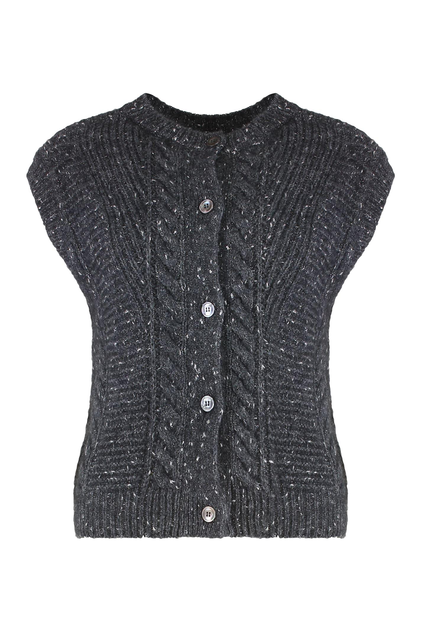 max mara studio taffy sweater vest with buttons