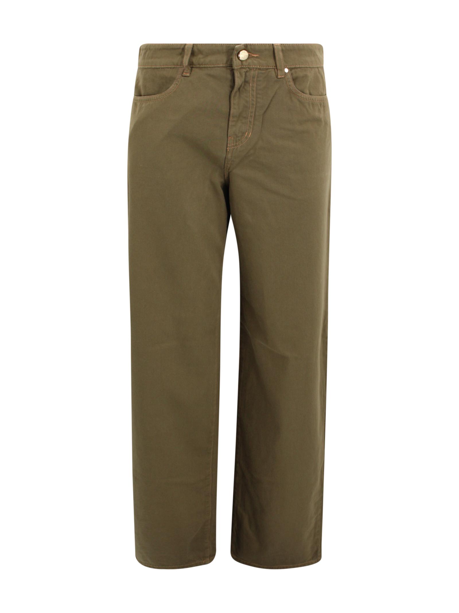 max mara studio trousers green denim - women