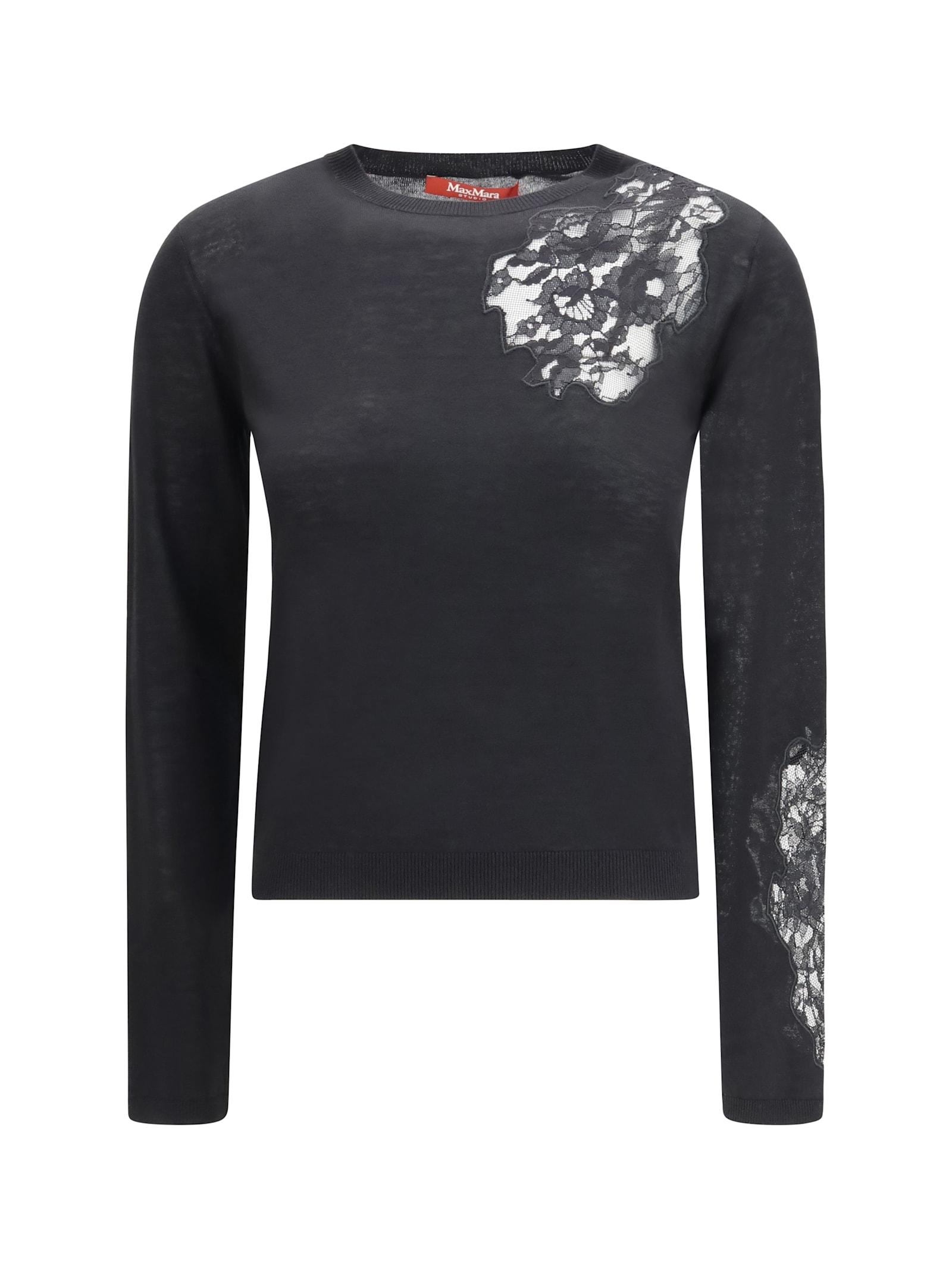 max mara studio wool sweater with lace inserts