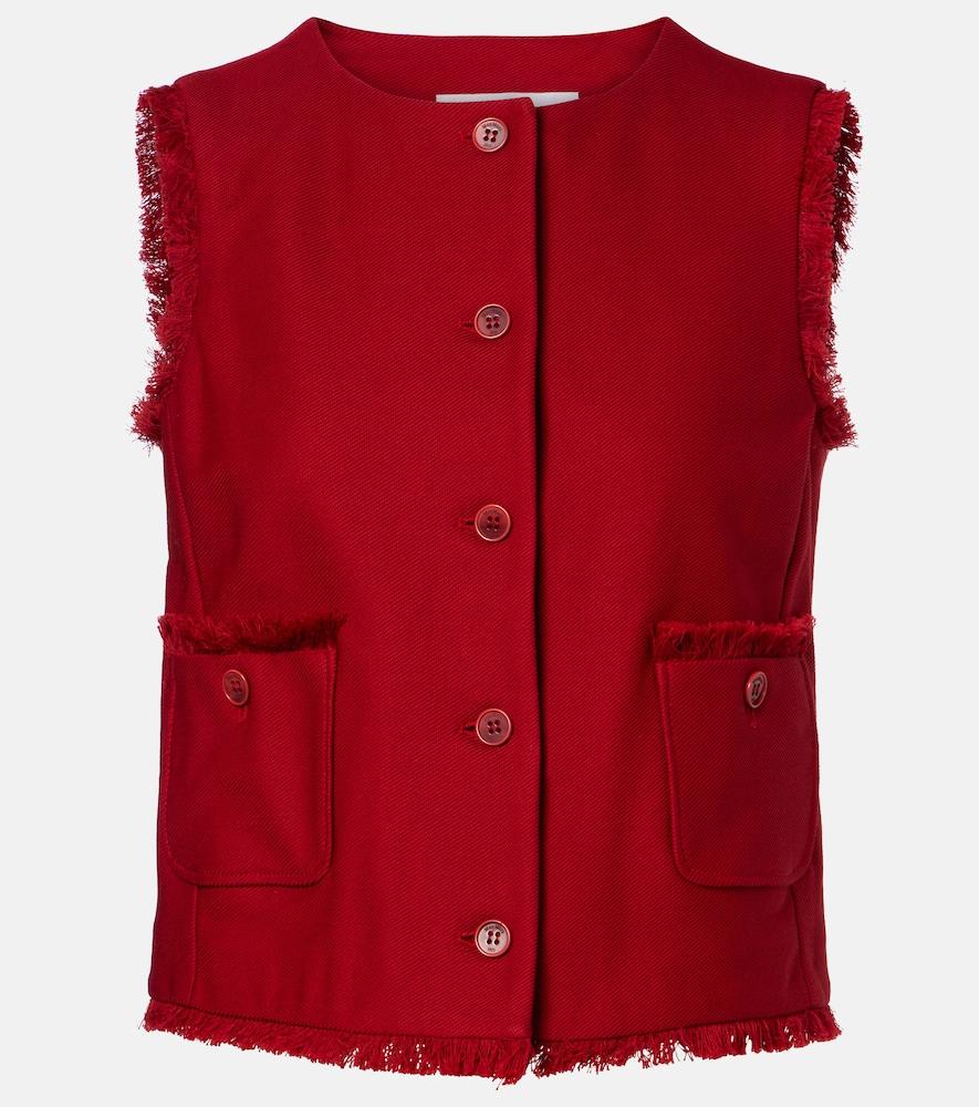 max mara sumero fringed cotton gabardine vest