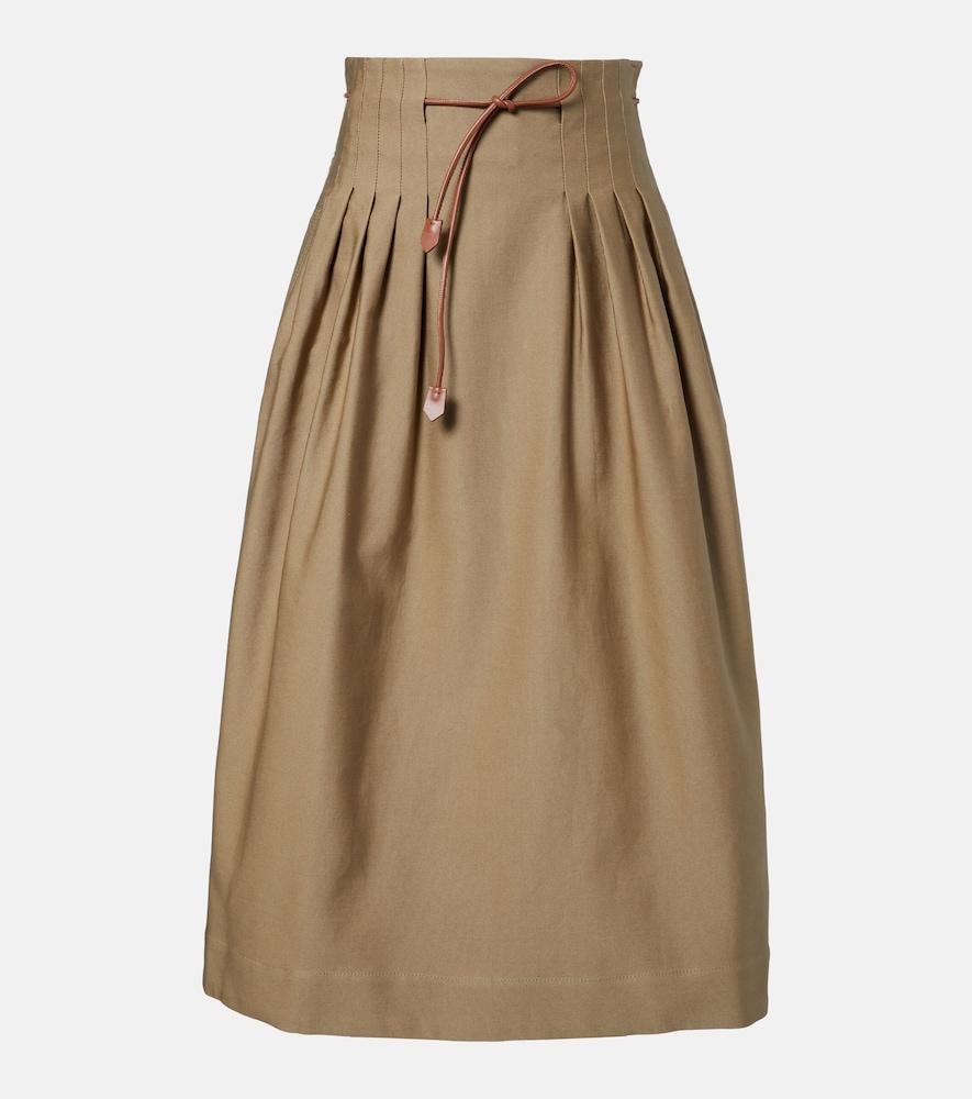 max mara tempio belted cotton twill midi skirt
