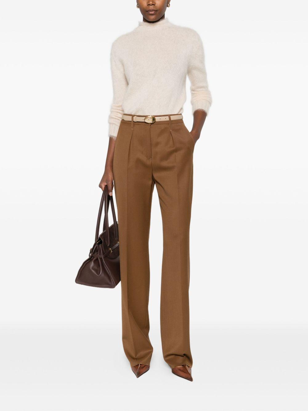 max mara trousers leather brown wool - women