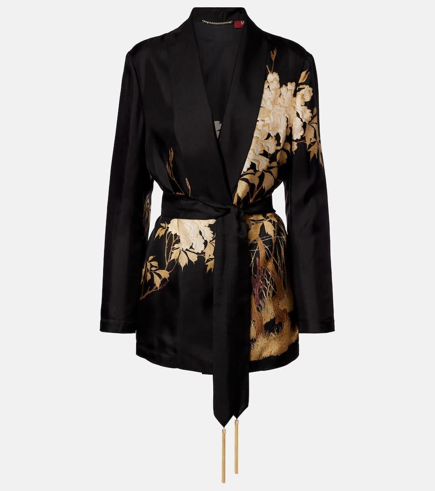 max mara tunica printed silk twill wrap cardigan