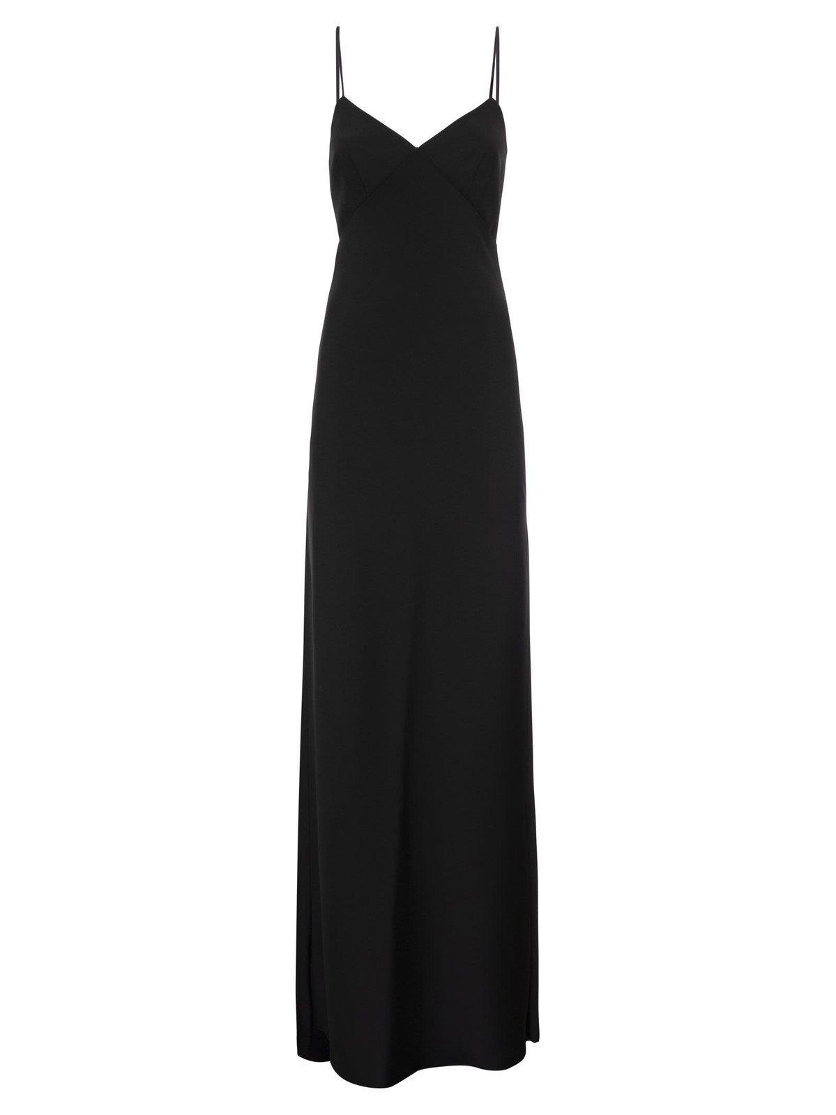 max mara v-neck satin slip dress