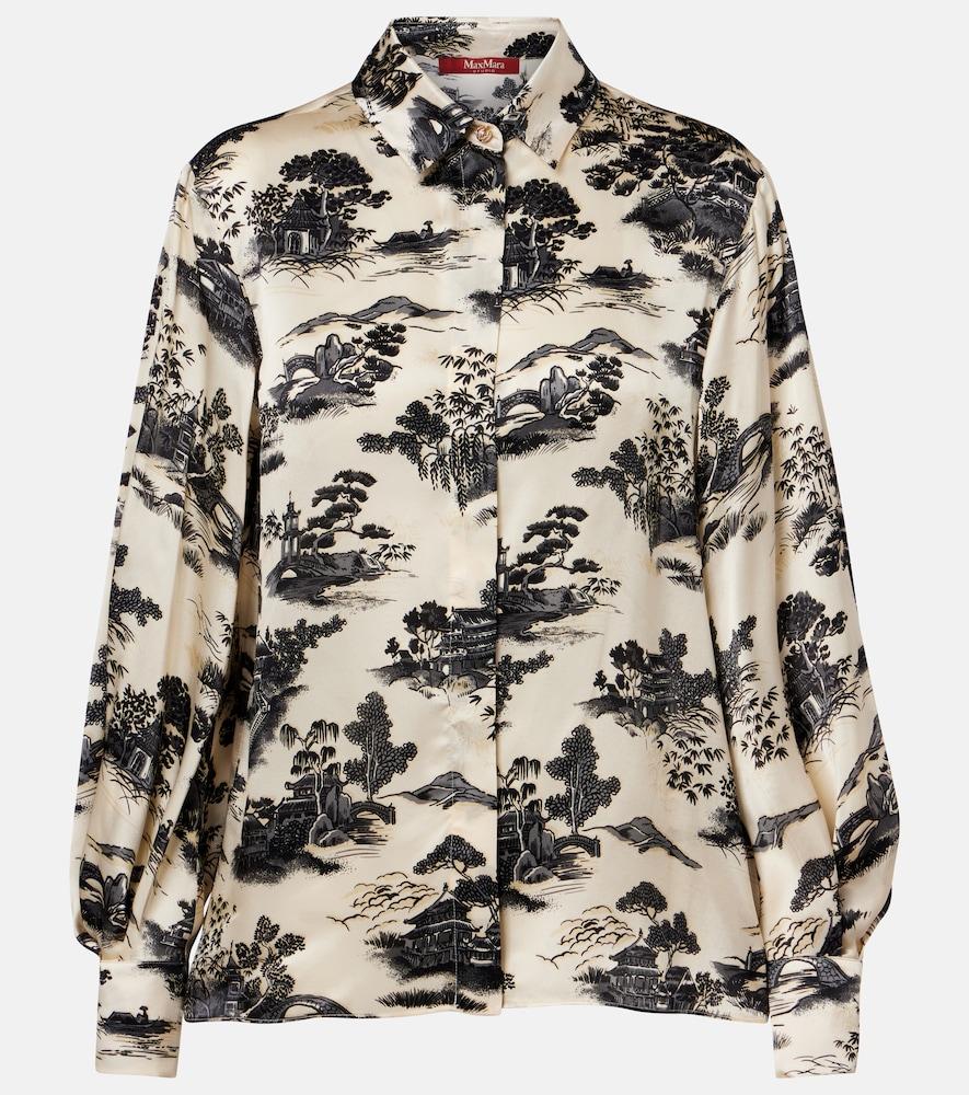 max mara vetro printed silk satin shirt