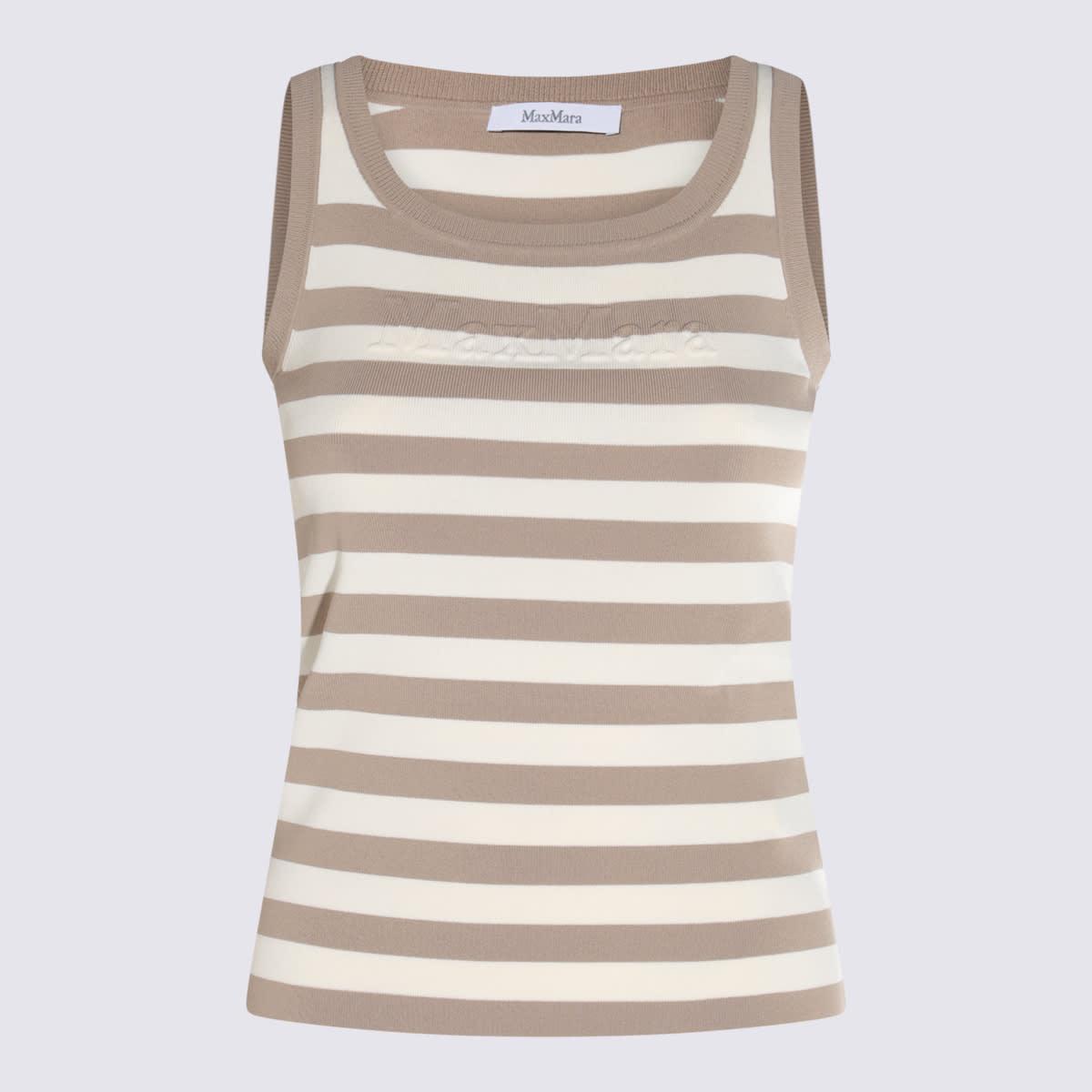 max mara white and beige cotton pentola top