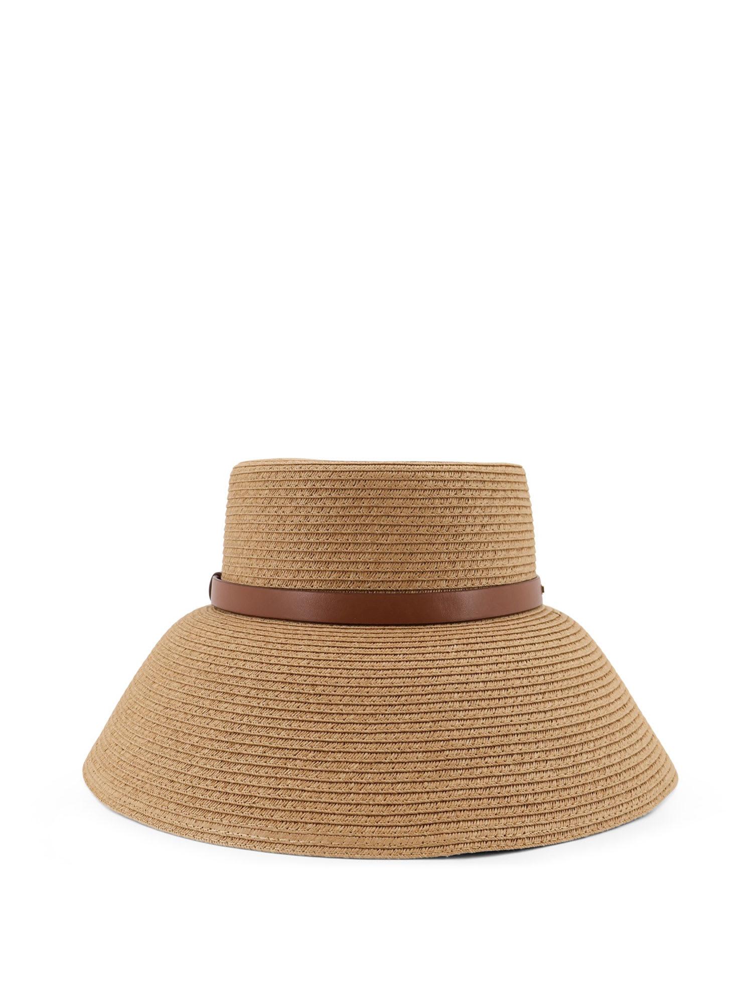 max mara wide-brimmed hat with metal logo on the front
