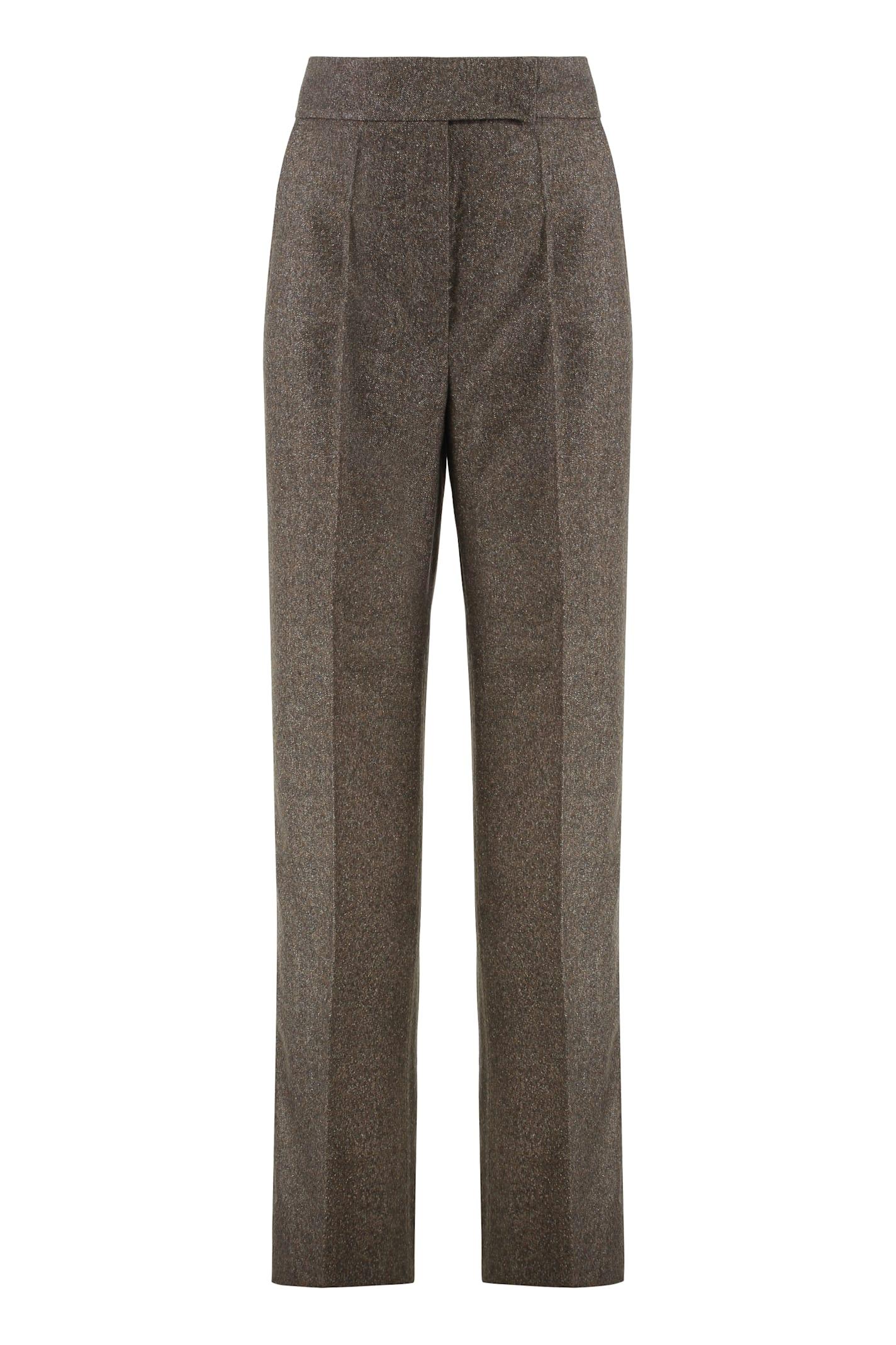 max mara wide wool flannel trousers