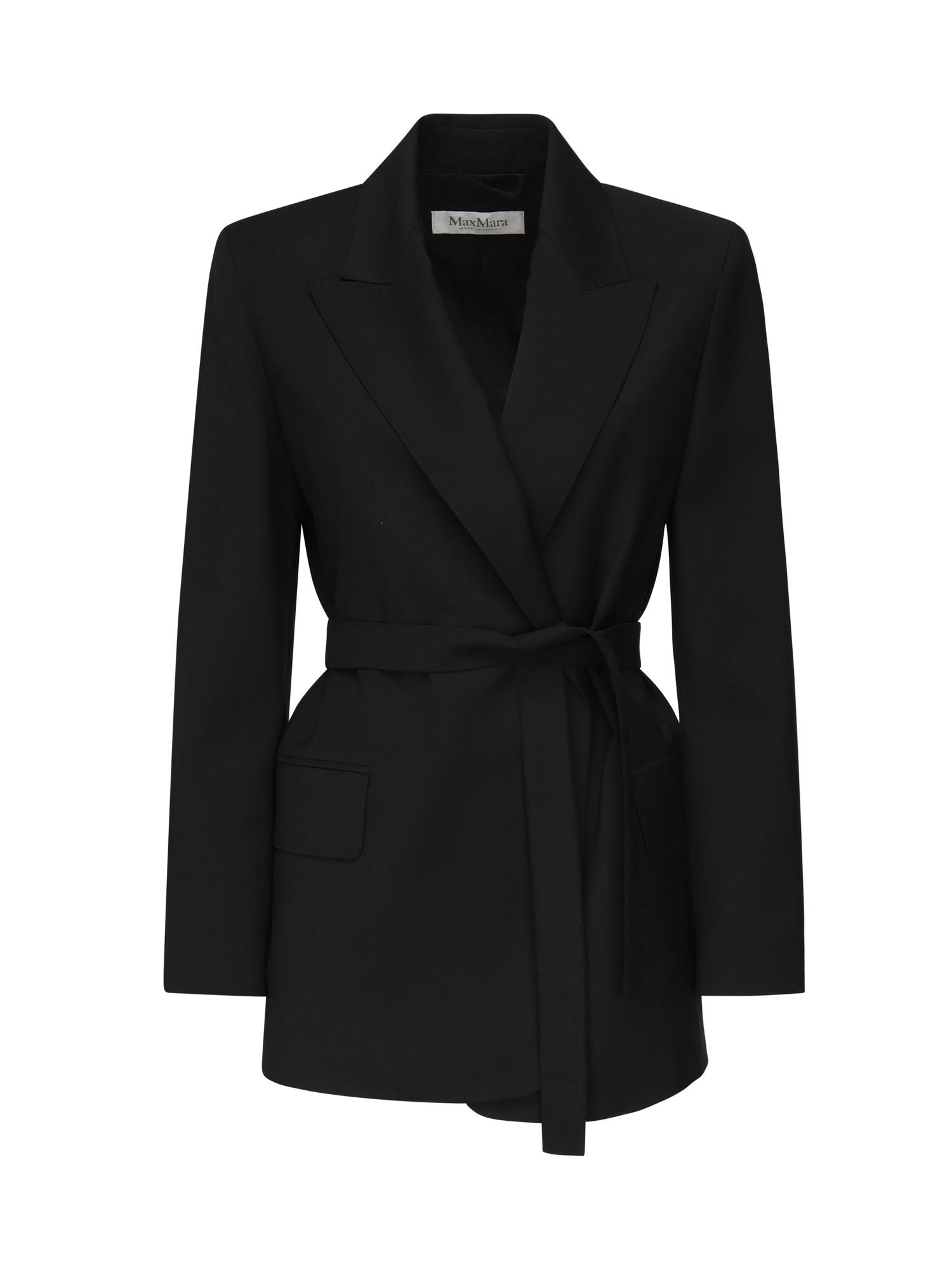 max mara wool canvas blazer with belt