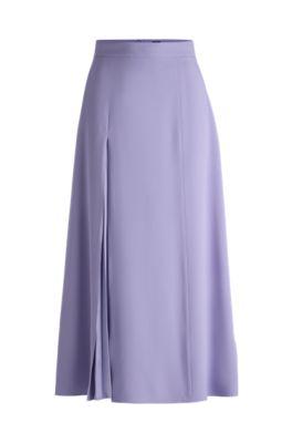 maxi skirt with pliss detail- purple women's business skirts